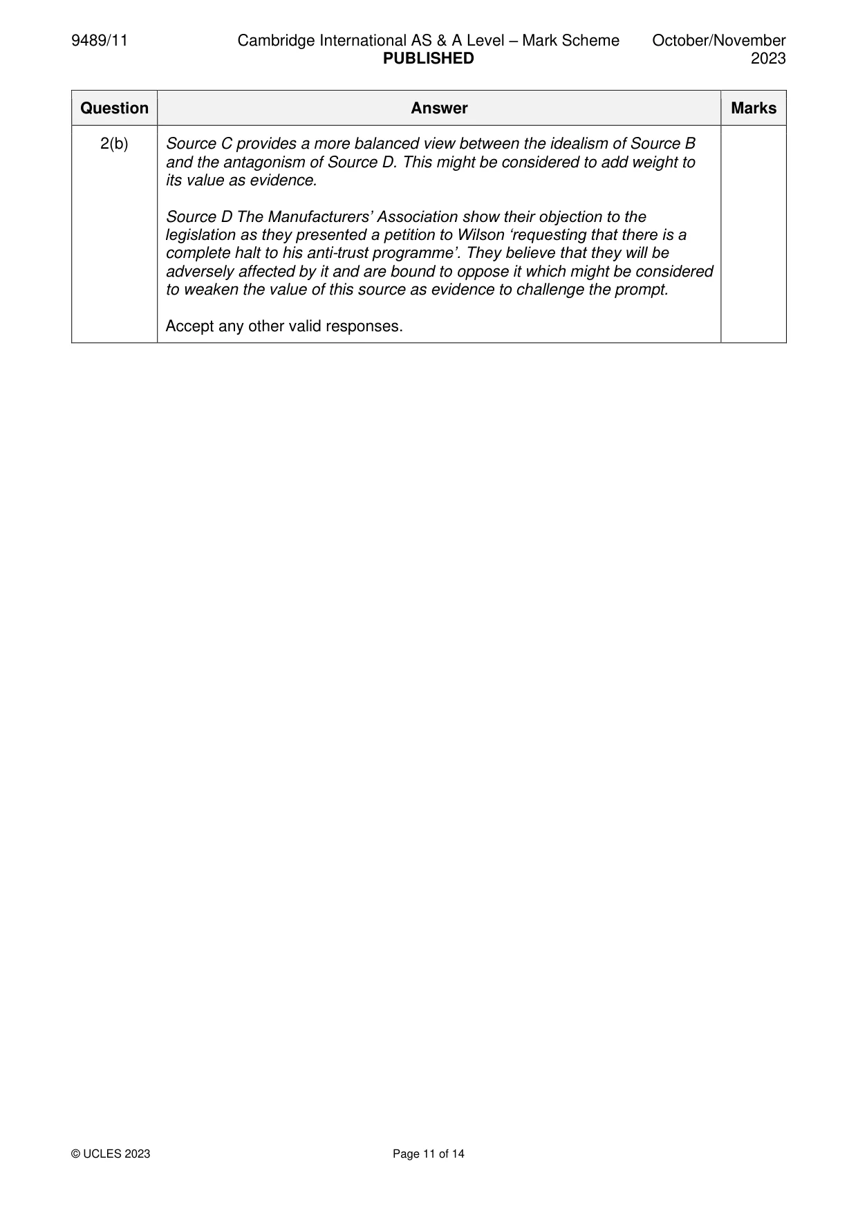 Mark scheme, page 11 of 14