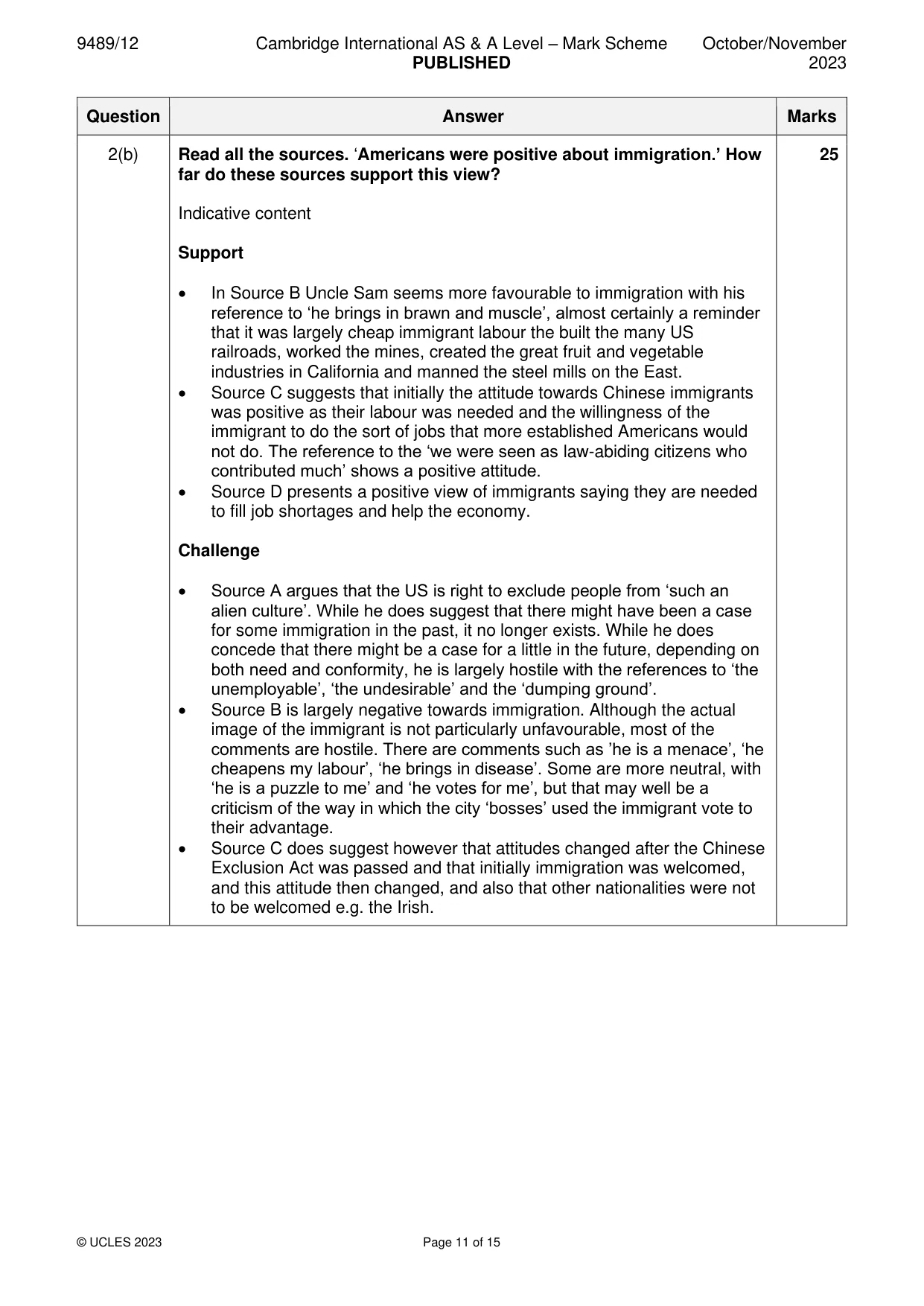 Mark scheme, page 11 of 15