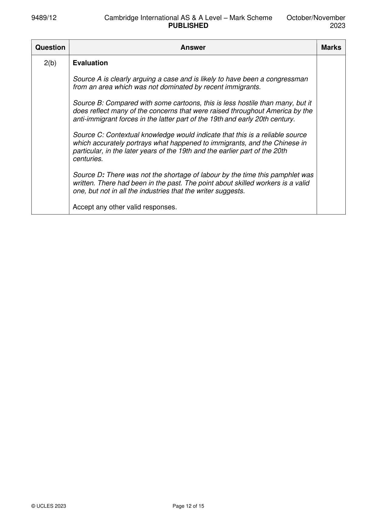 Mark scheme, page 12 of 15