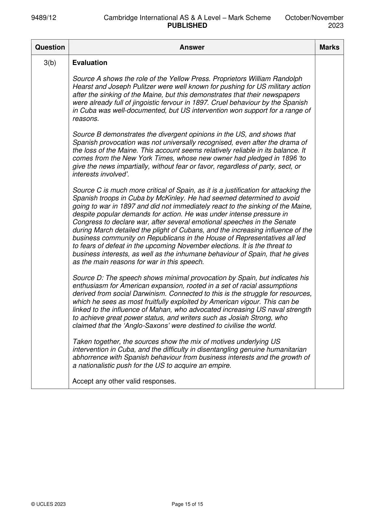 Mark scheme, page 15 of 15