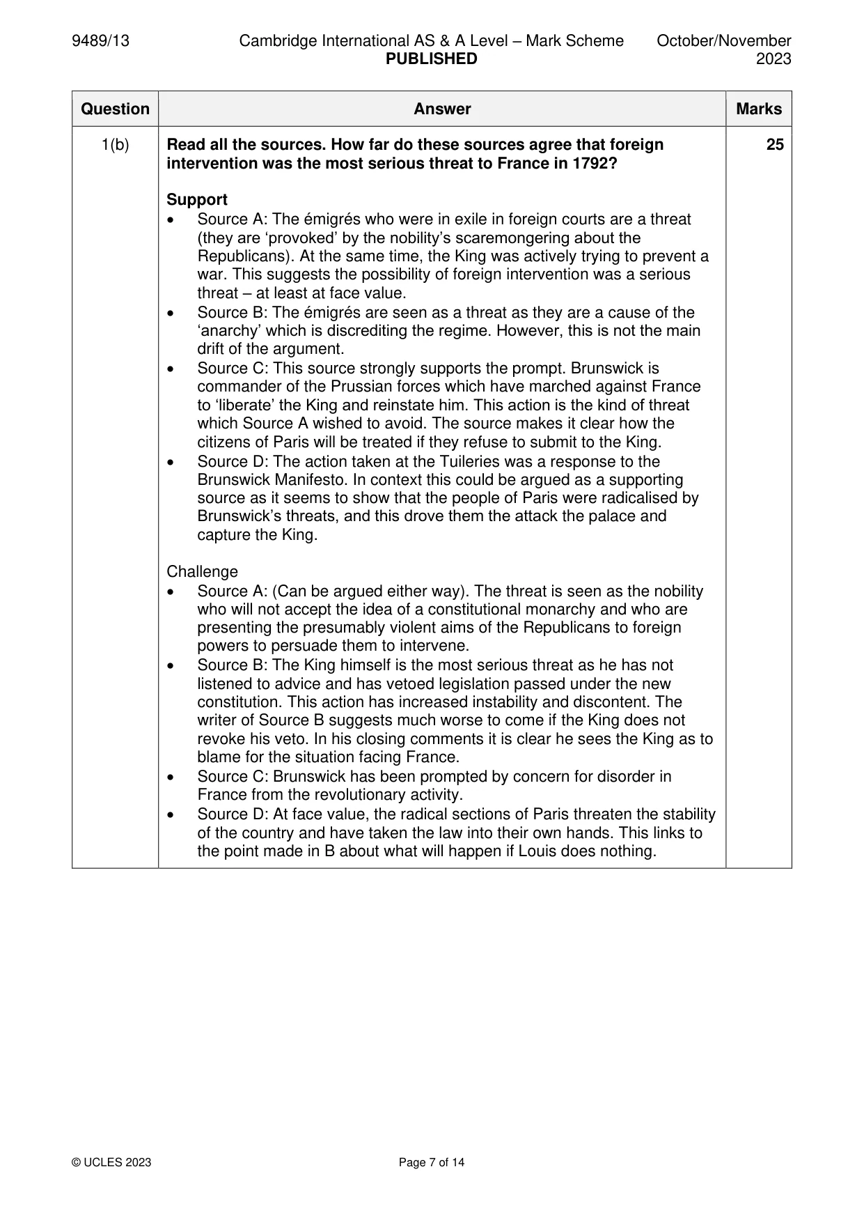 Mark scheme, page 7 of 14