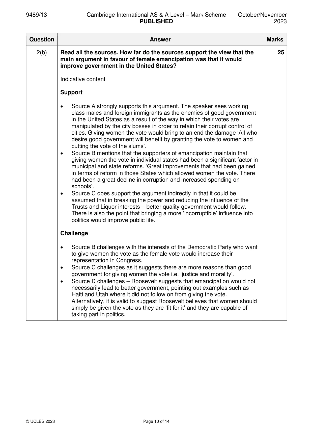 Mark scheme, page 10 of 14