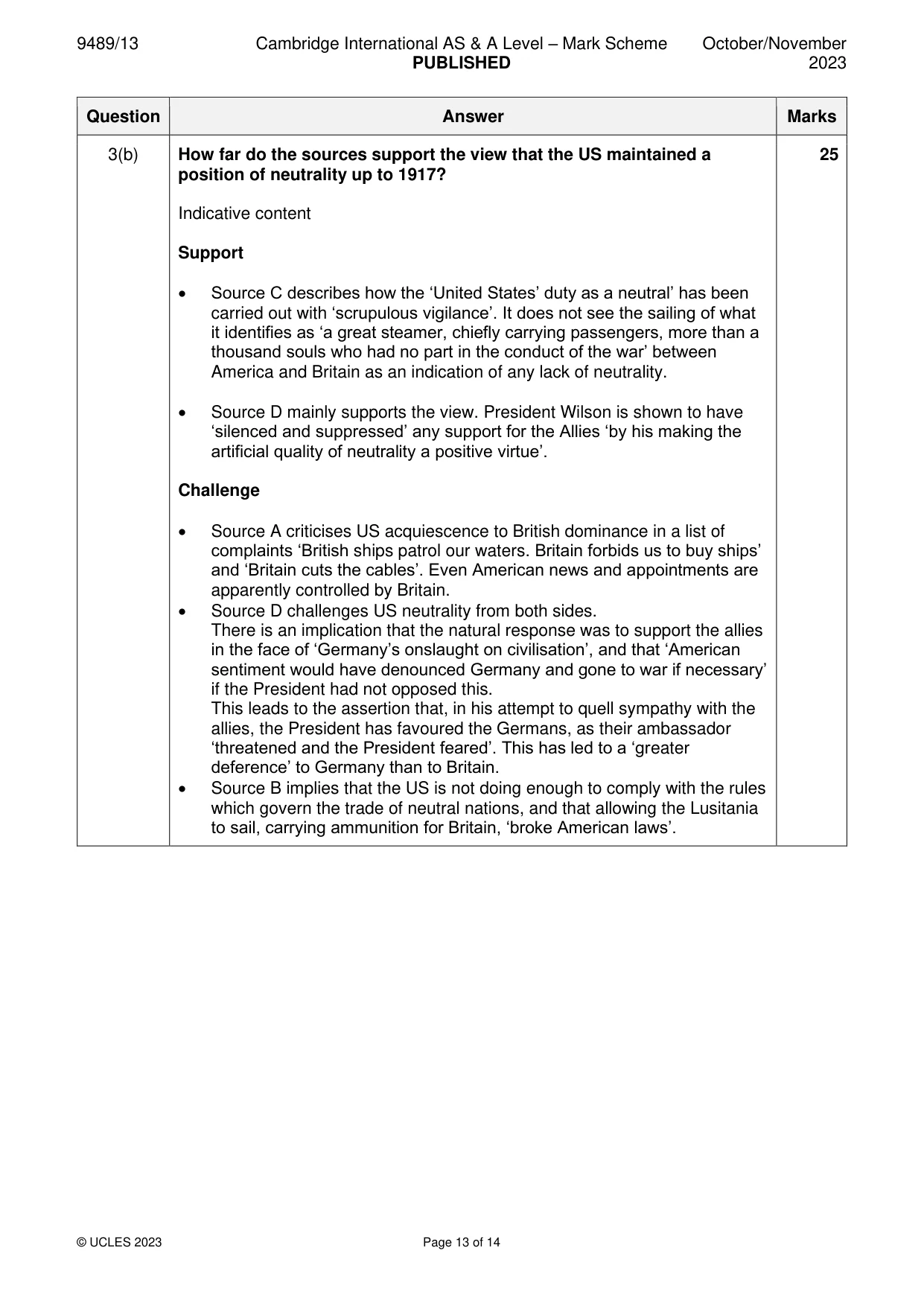 Mark scheme, page 13 of 14