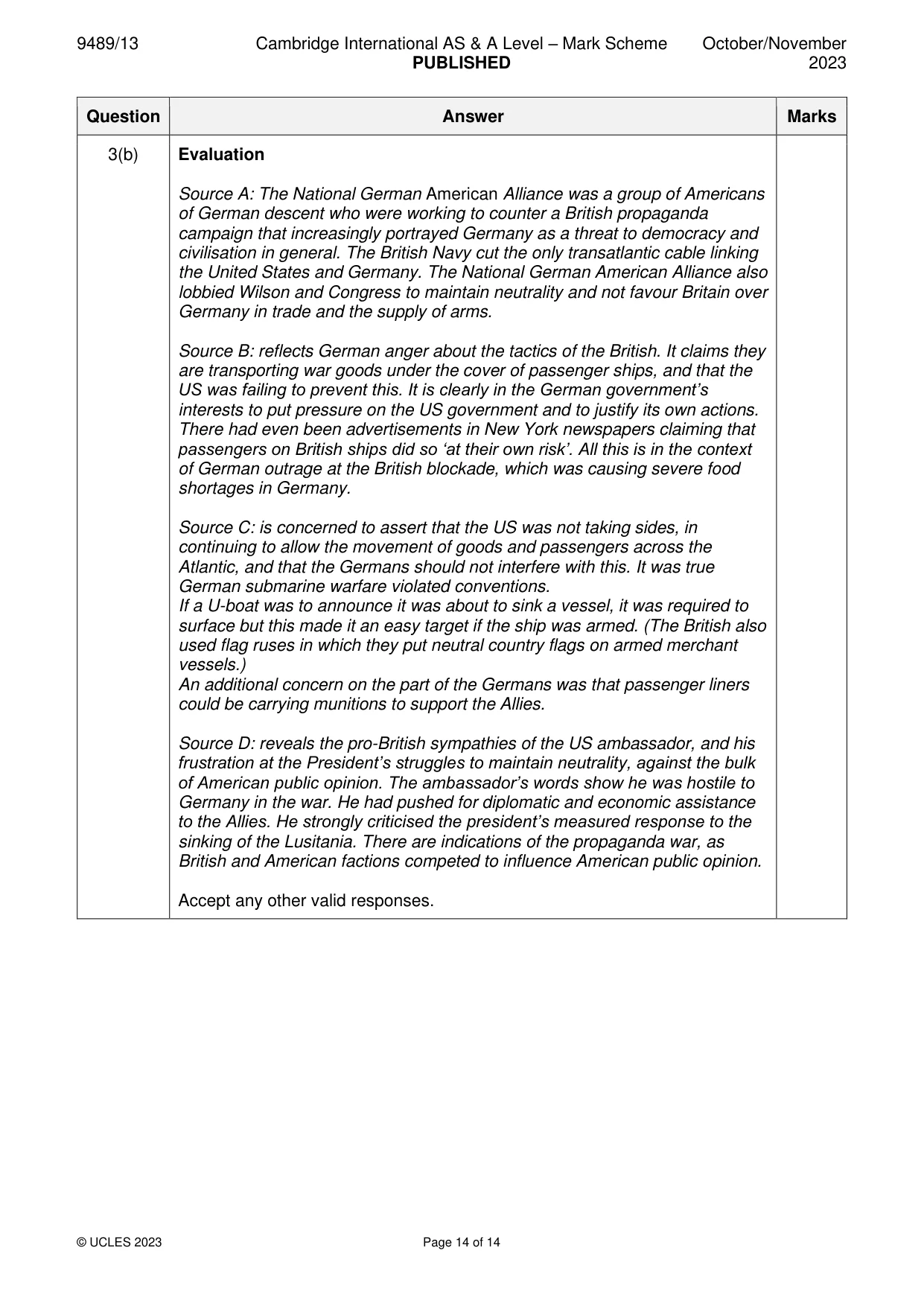 Mark scheme, page 14 of 14