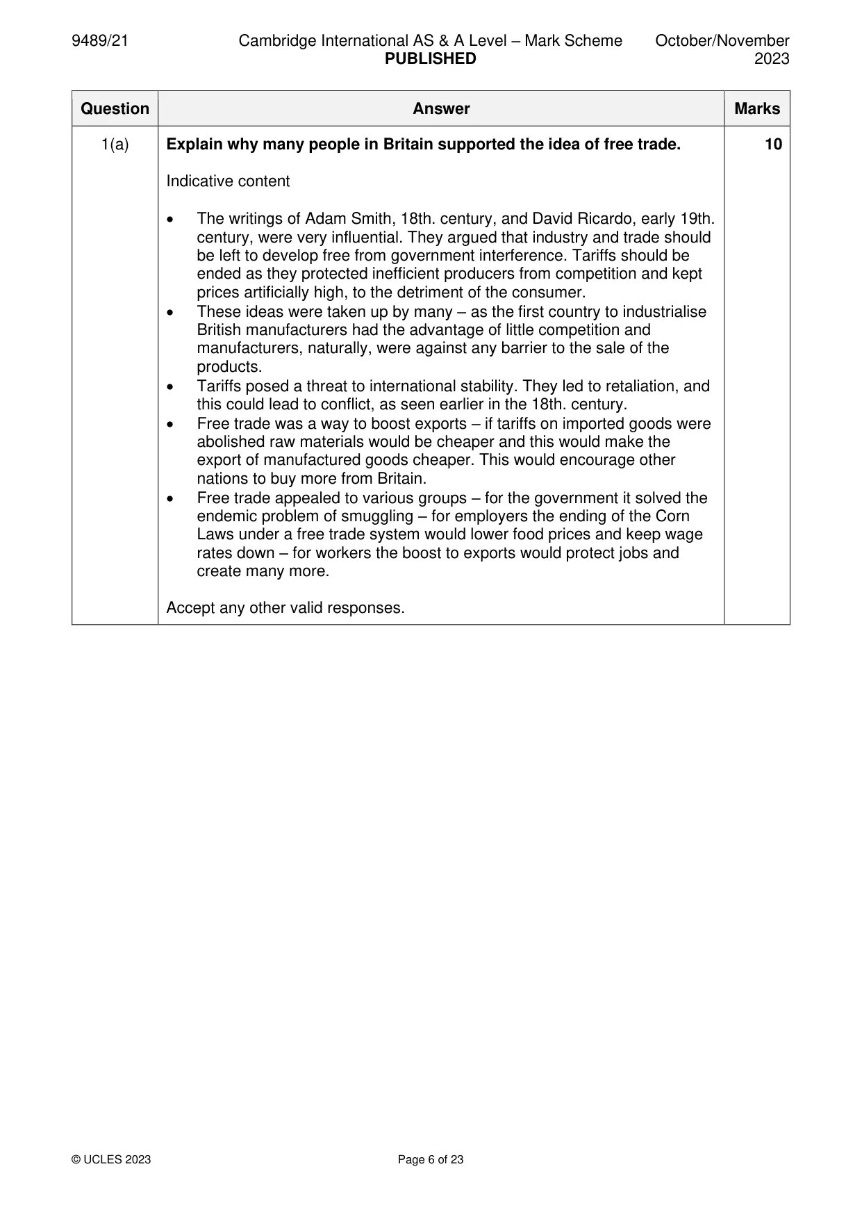 Mark scheme, page 6 of 23
