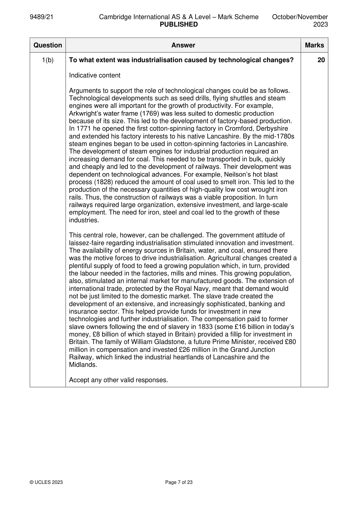 Mark scheme, page 7 of 23