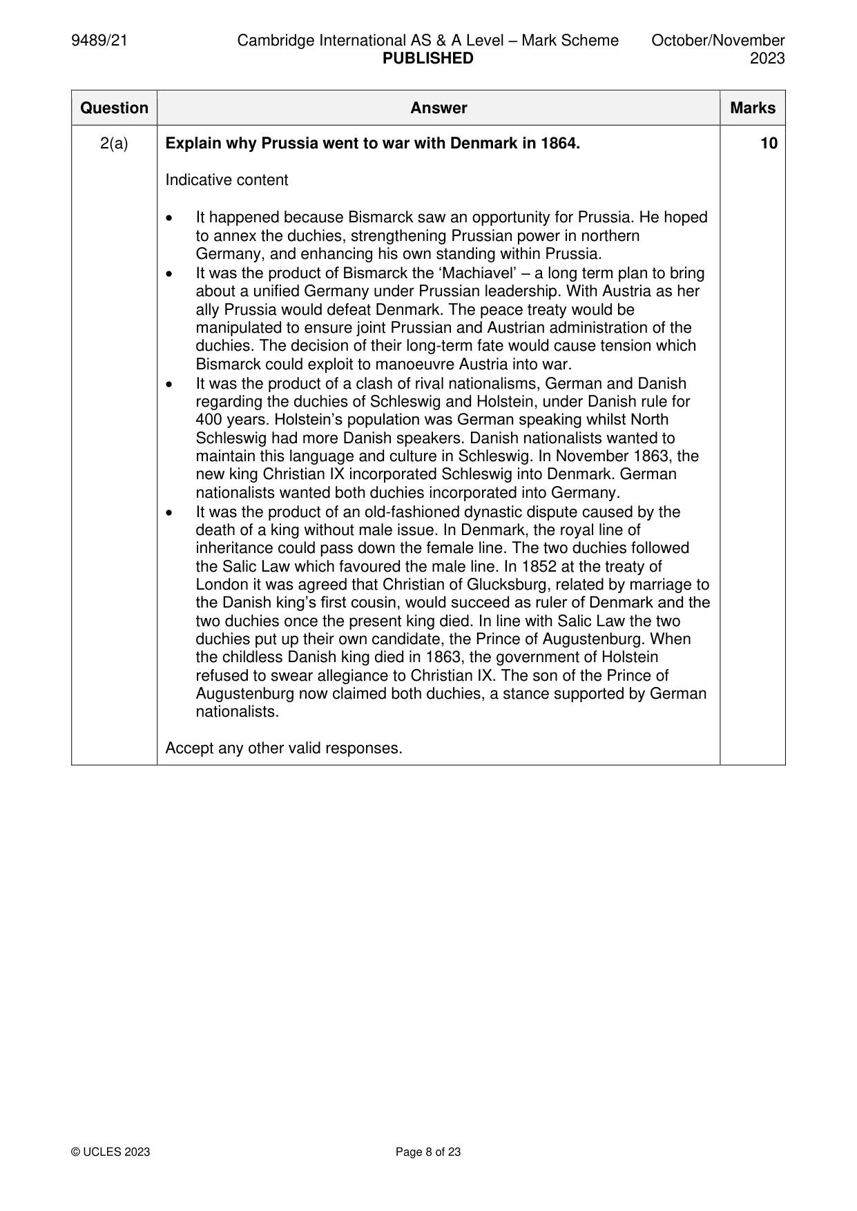 Mark scheme, page 8 of 23