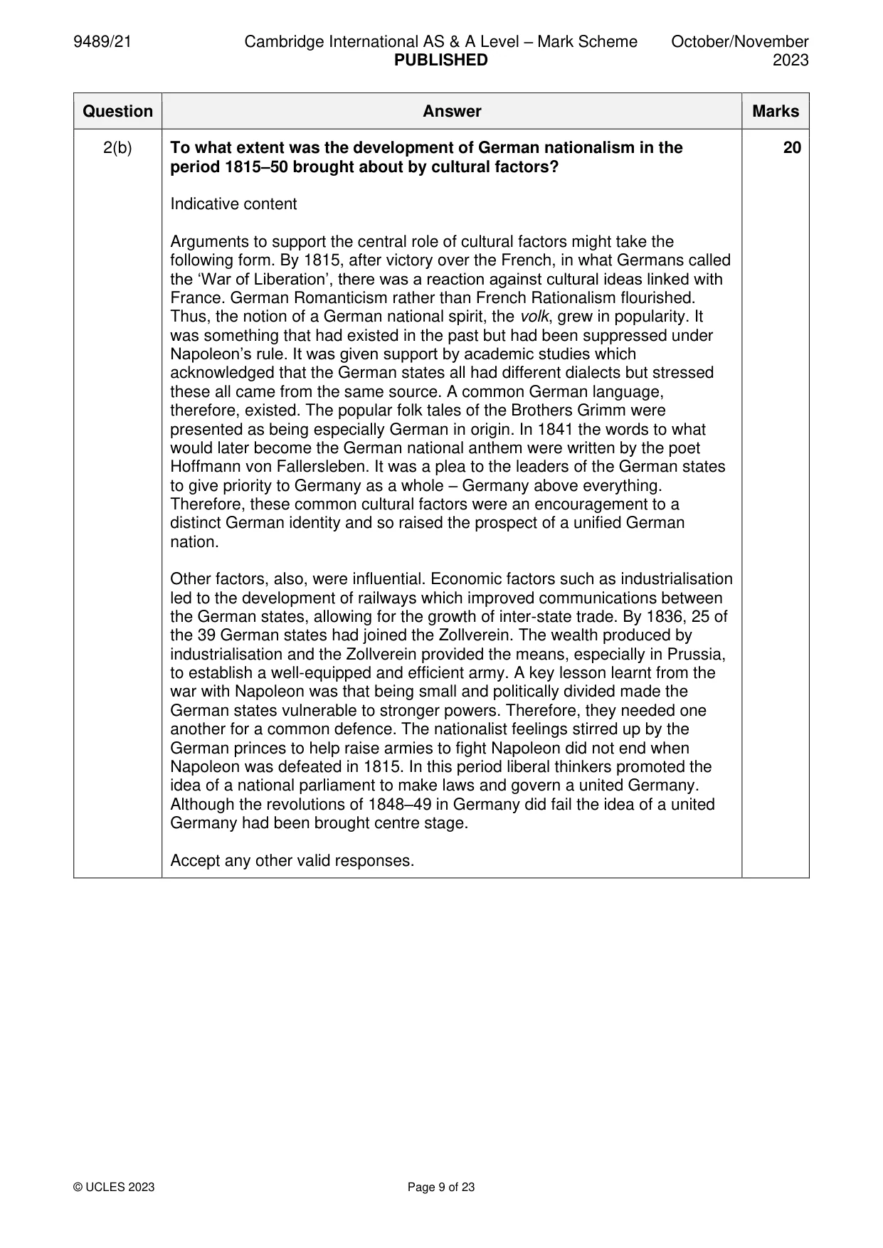 Mark scheme, page 9 of 23