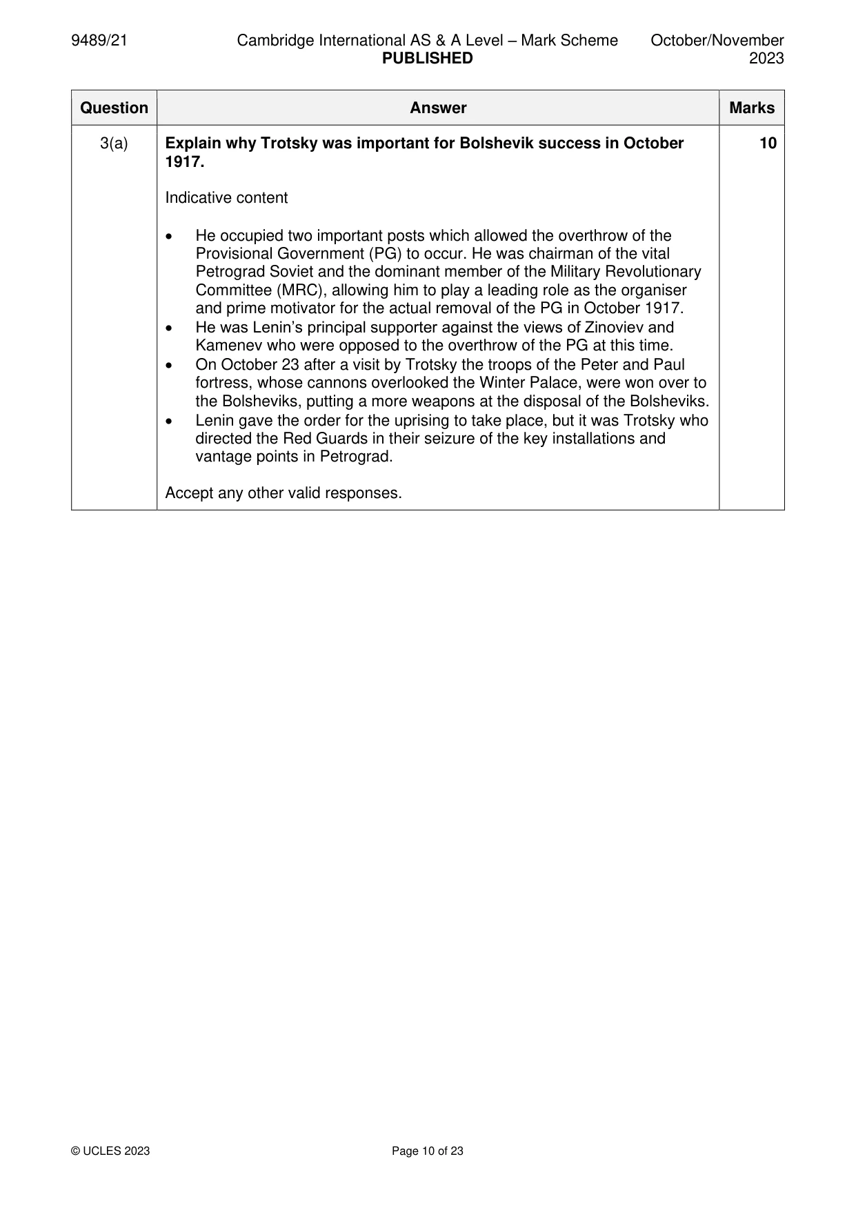 Mark scheme, page 10 of 23
