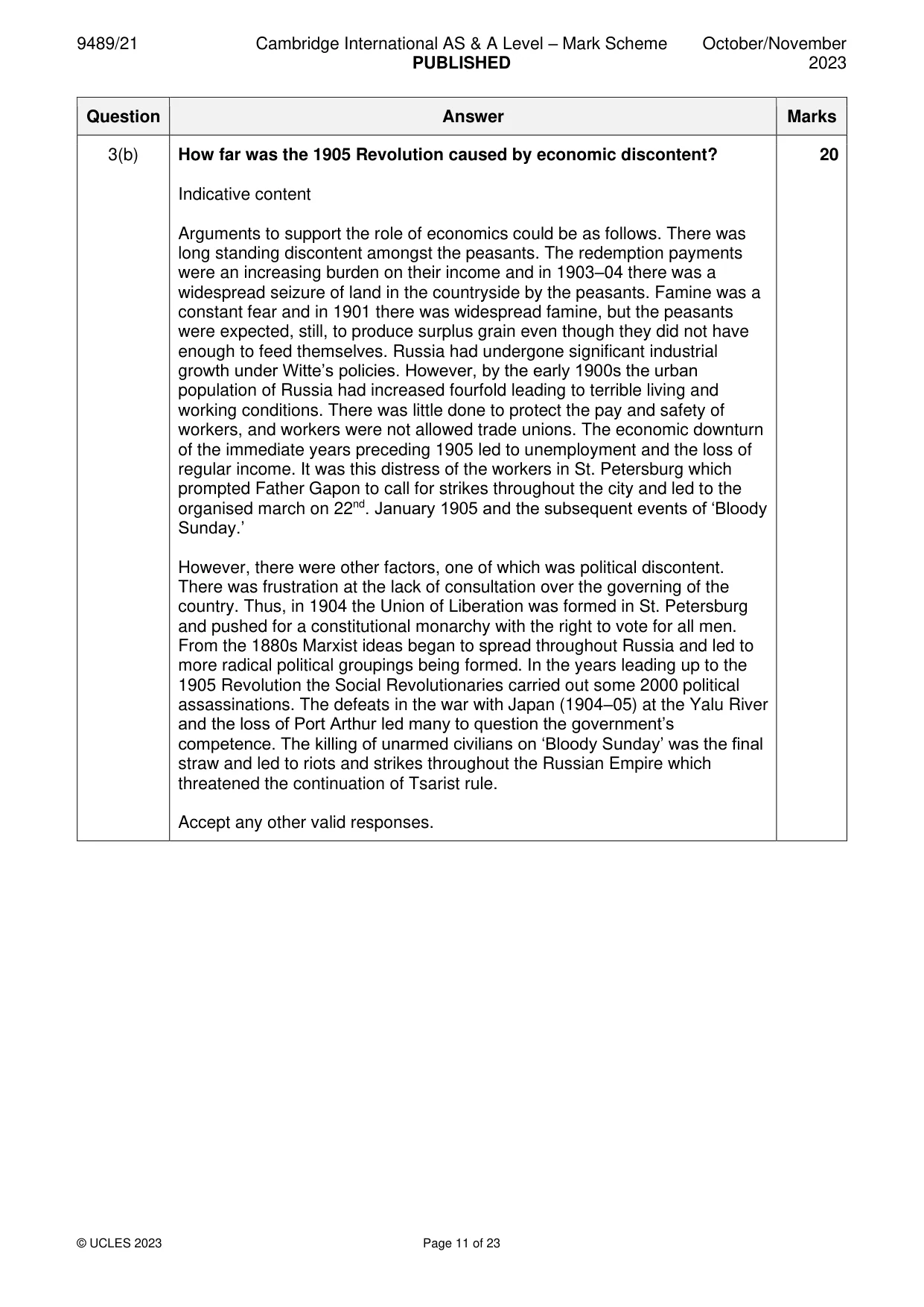 Mark scheme, page 11 of 23