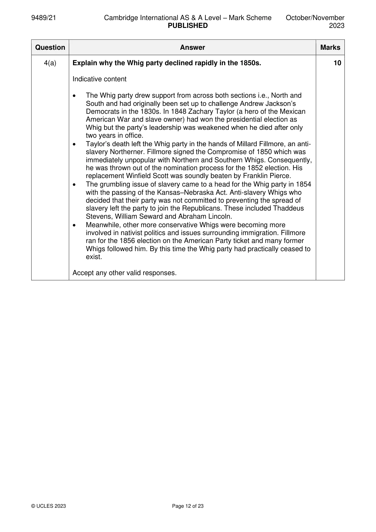 Mark scheme, page 12 of 23
