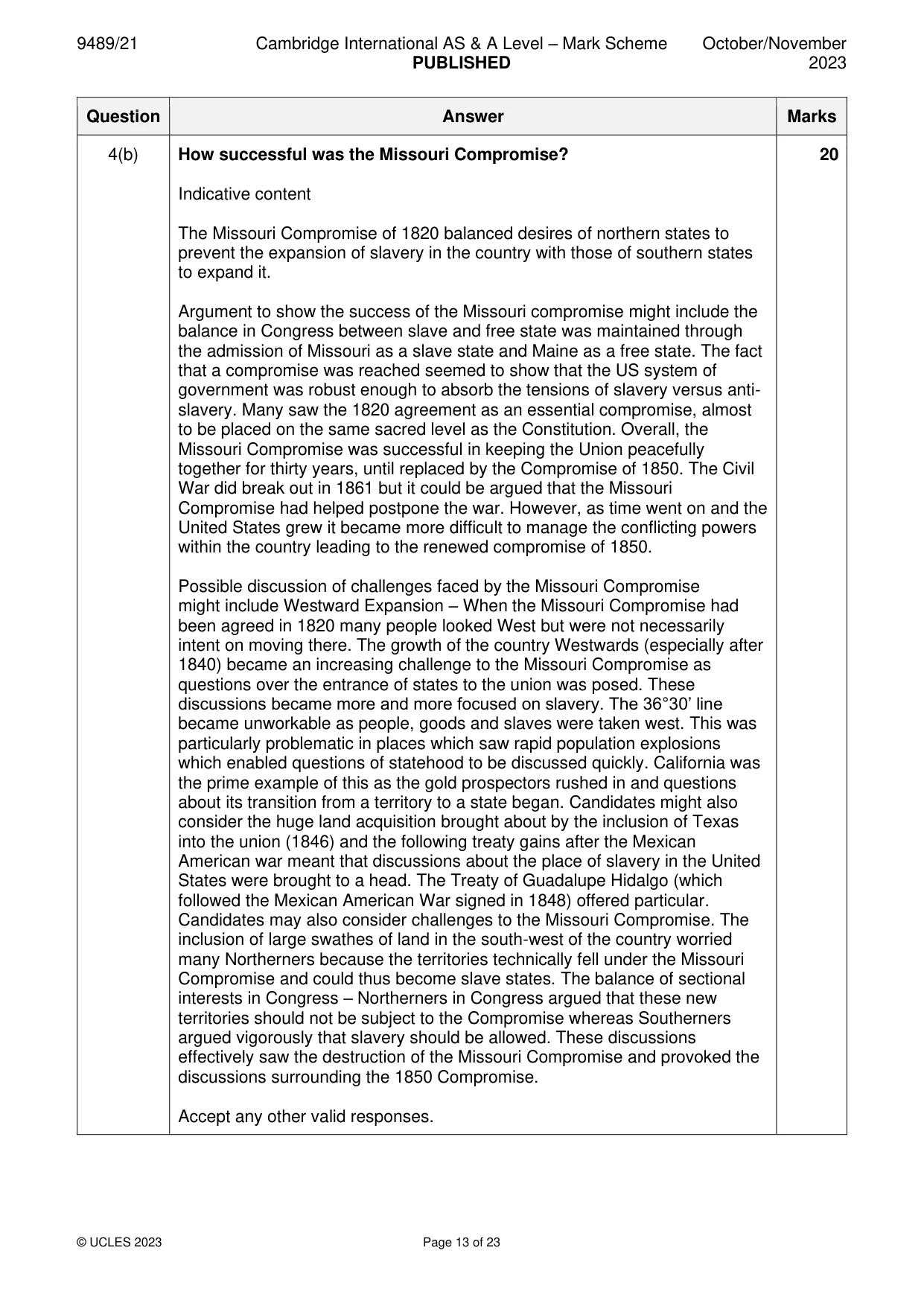 Mark scheme, page 13 of 23