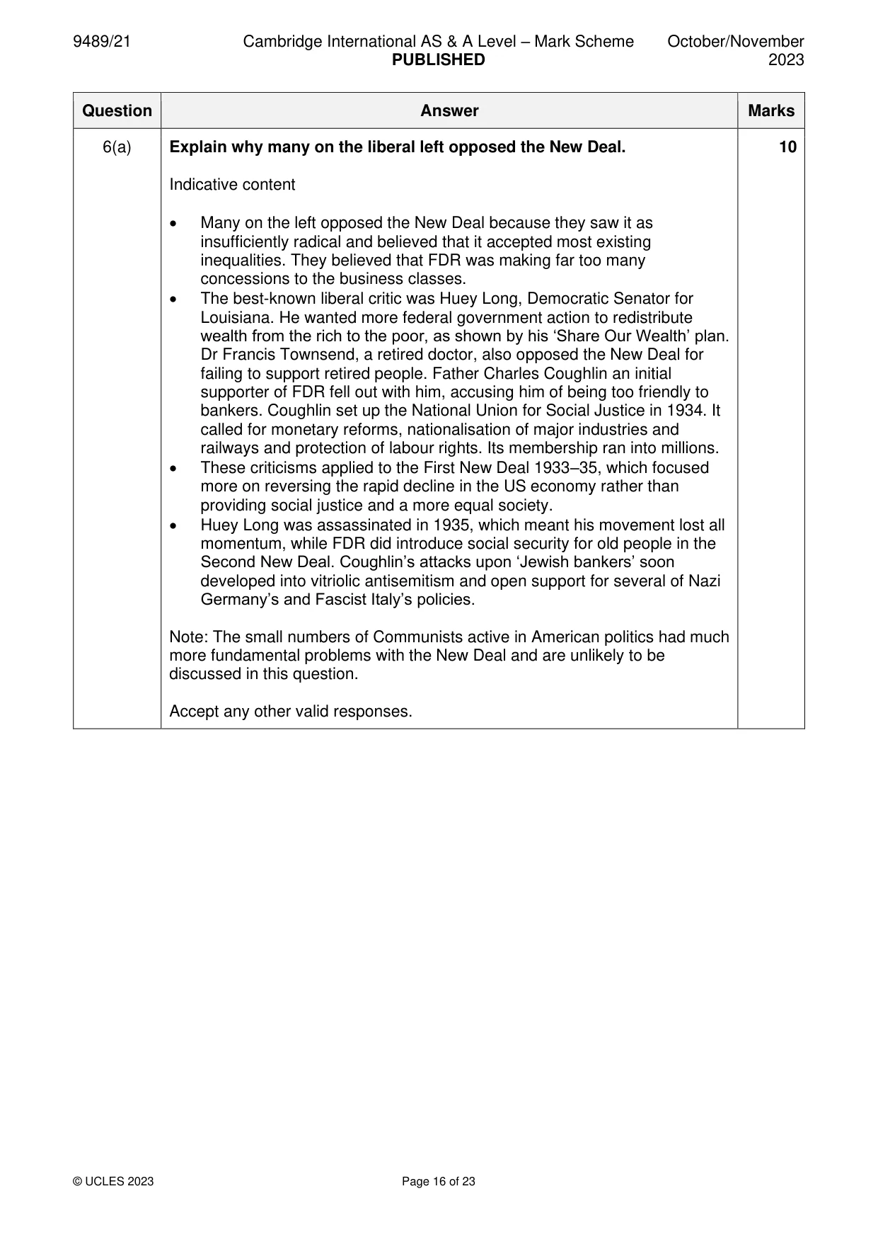 Mark scheme, page 16 of 23