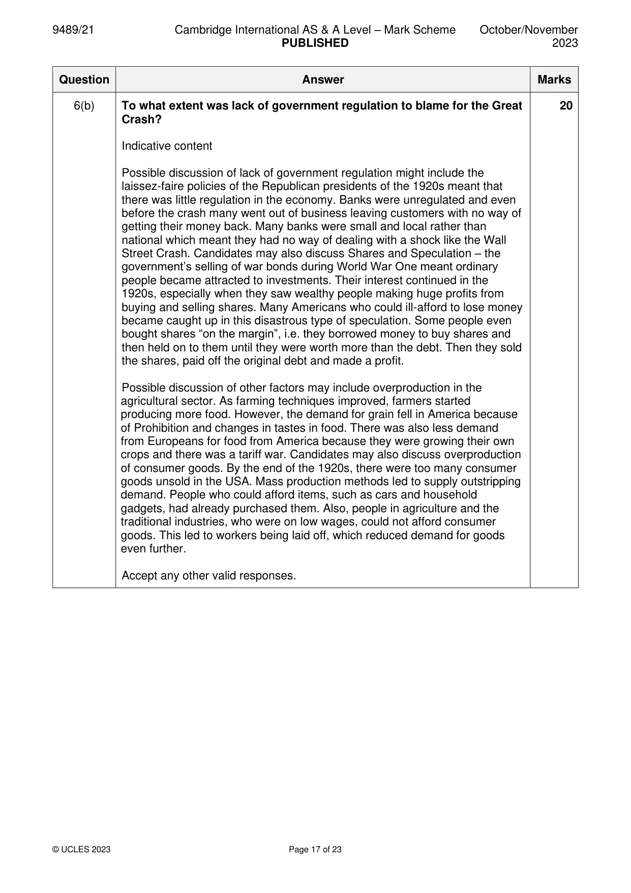 Mark scheme, page 17 of 23