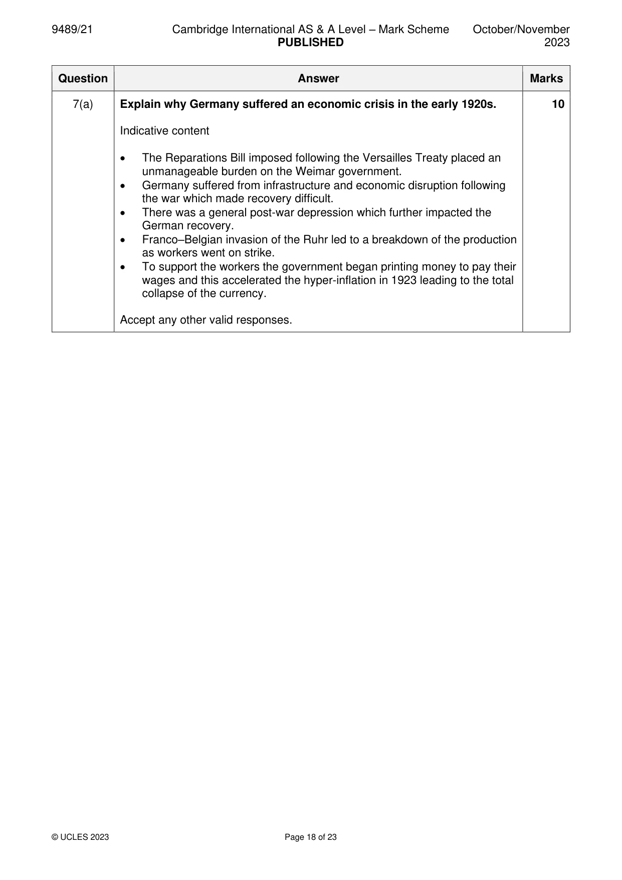 Mark scheme, page 18 of 23