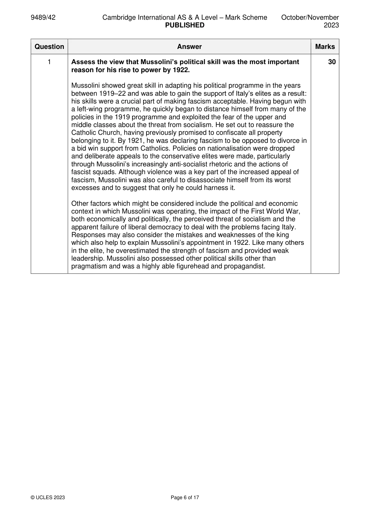 Mark scheme, page 6 of 17
