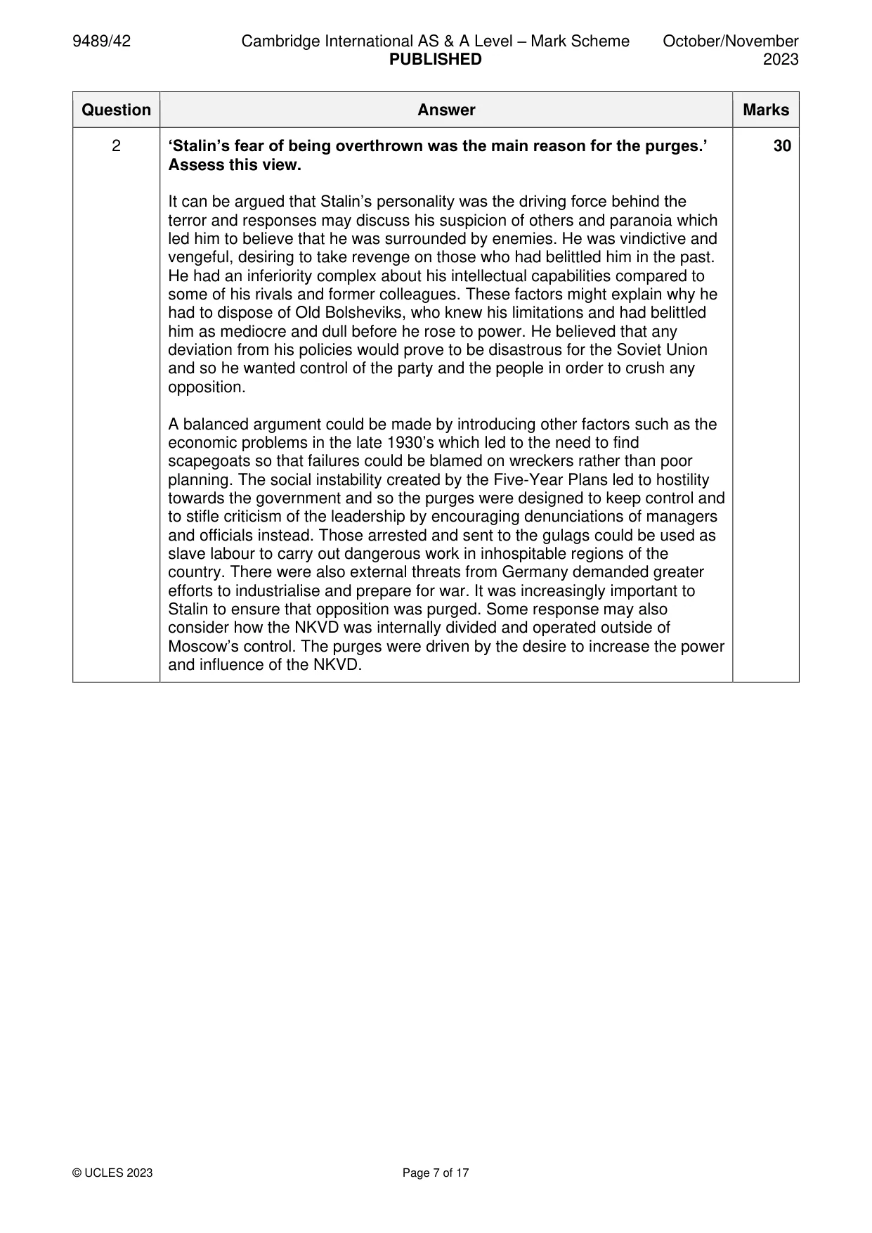 Mark scheme, page 7 of 17