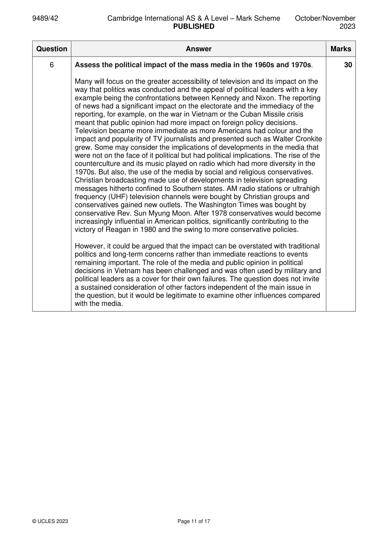 Mark scheme, page 11 of 17