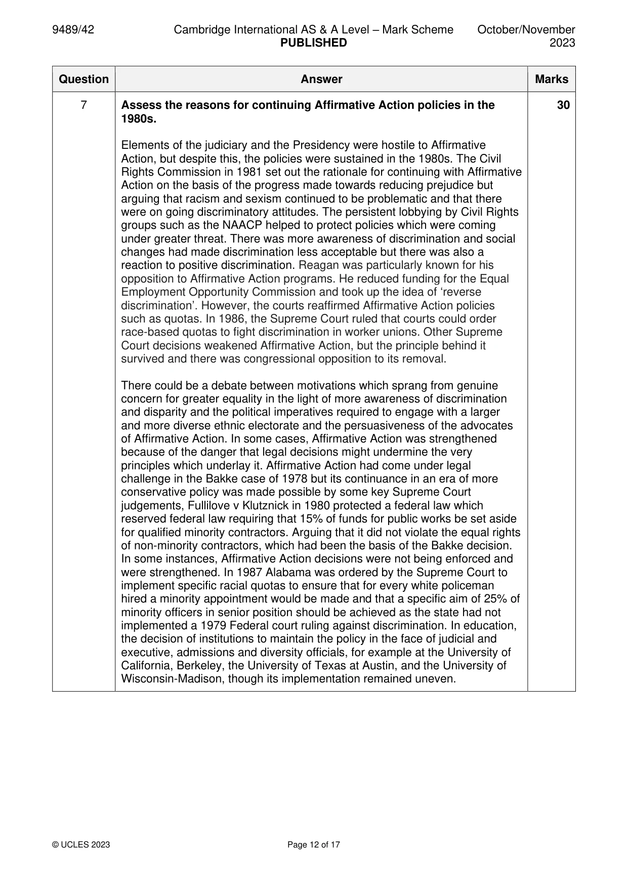Mark scheme, page 12 of 17