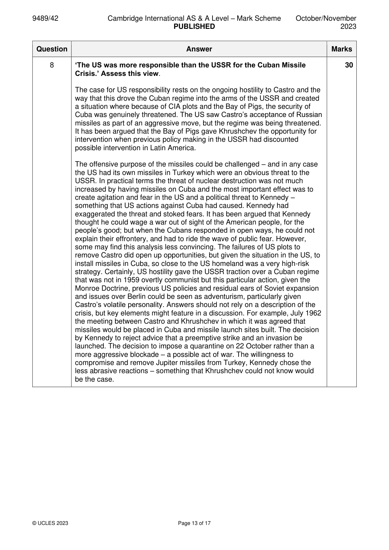 Mark scheme, page 13 of 17