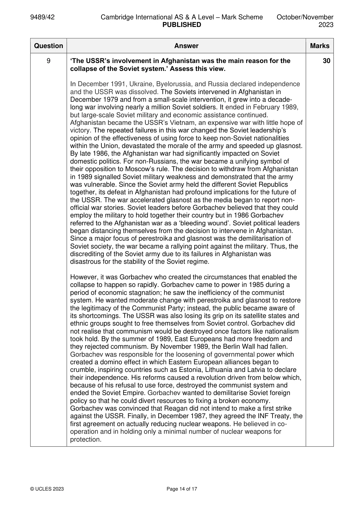 Mark scheme, page 14 of 17