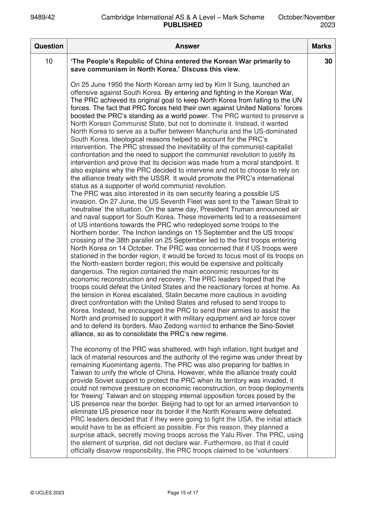 Mark scheme, page 15 of 17