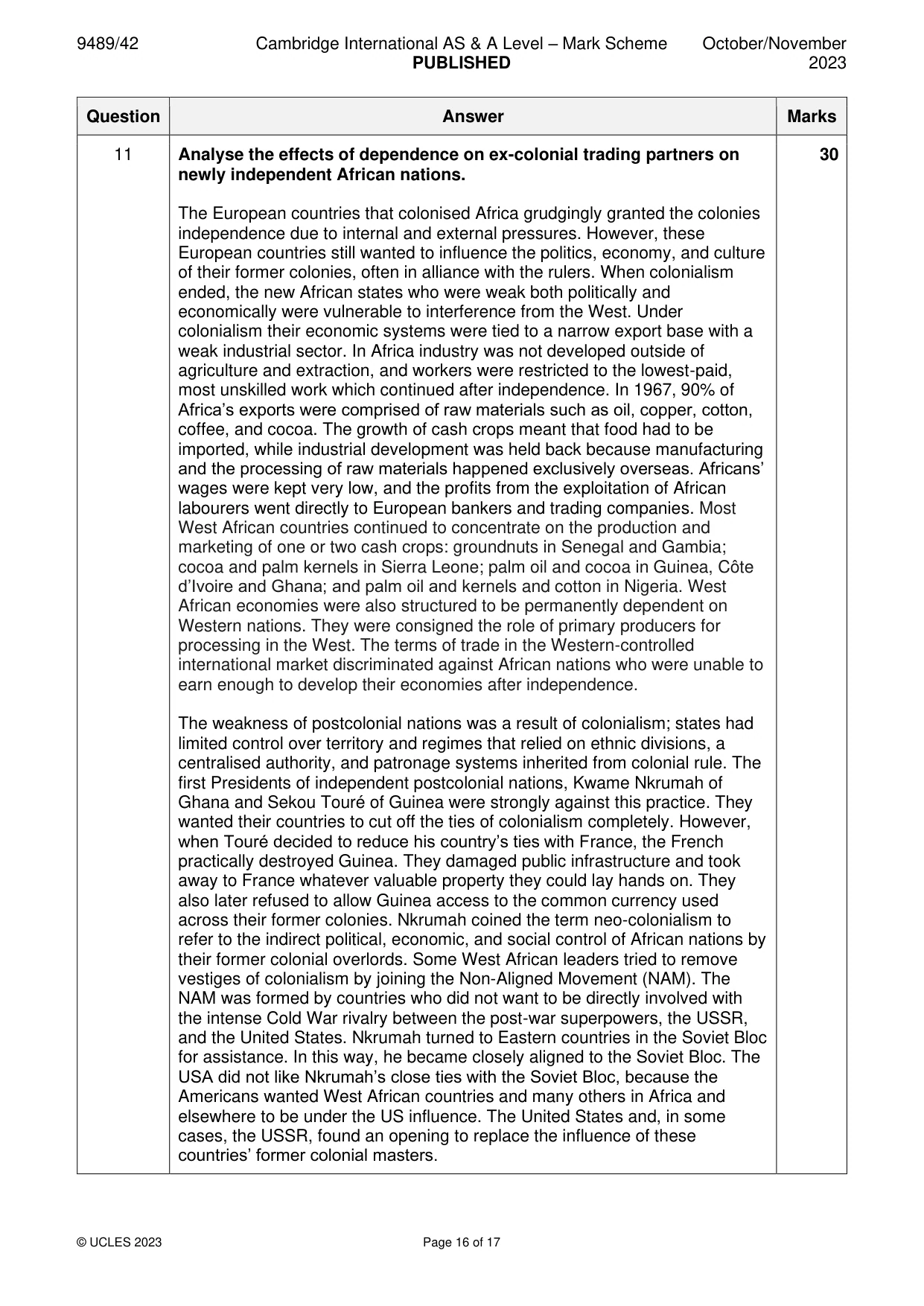 Mark scheme, page 16 of 17