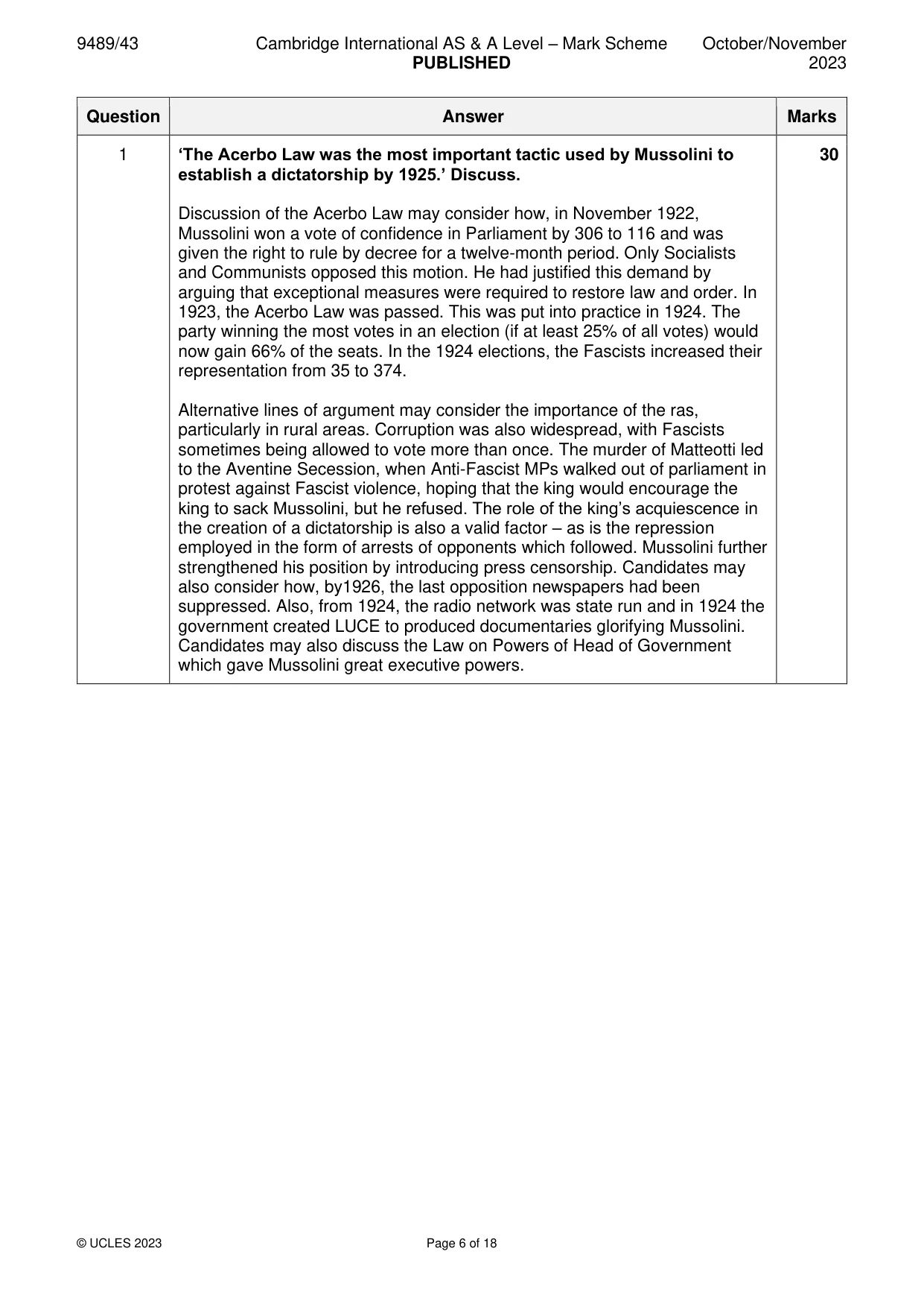 Mark scheme, page 6 of 18
