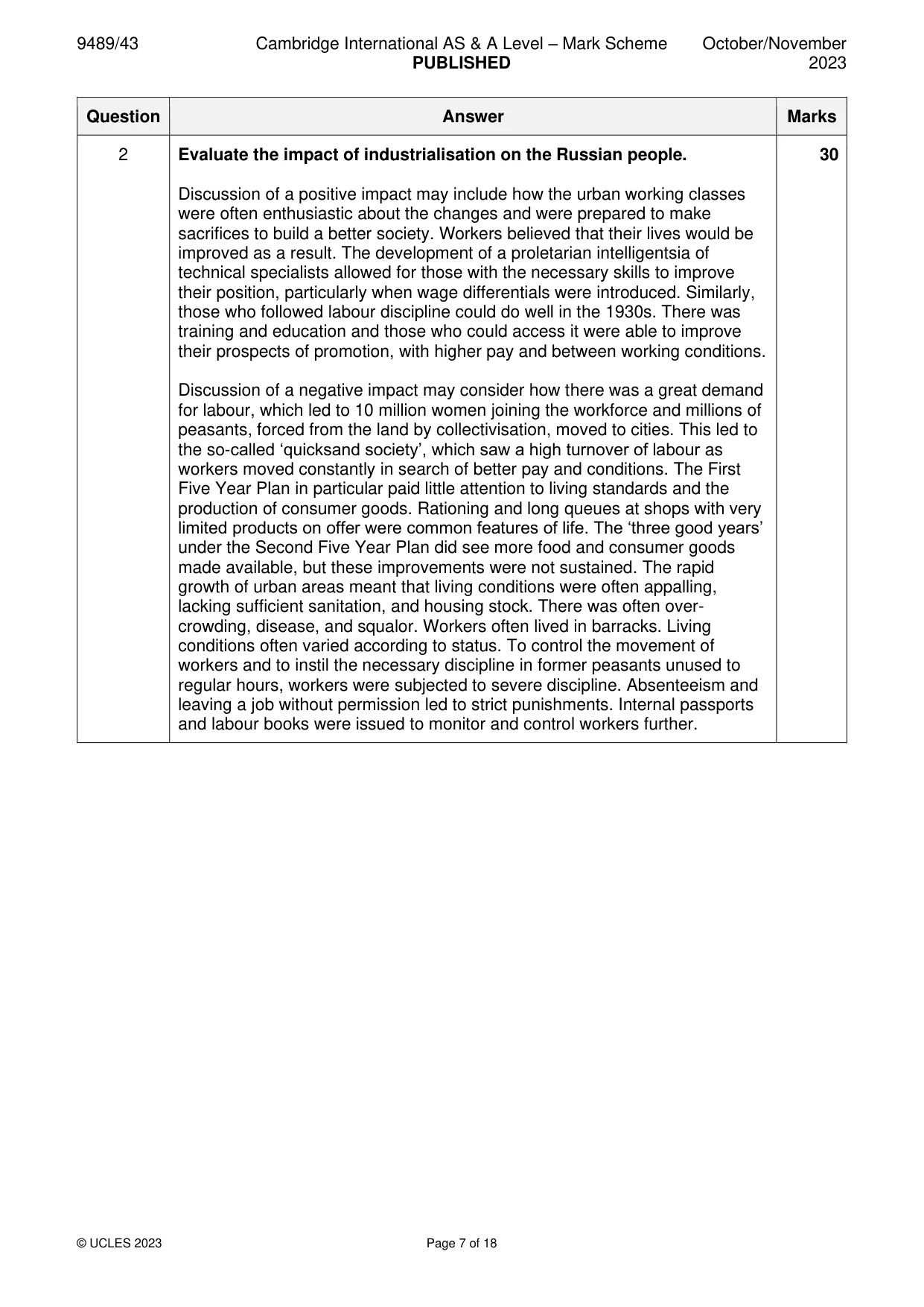 Mark scheme, page 7 of 18