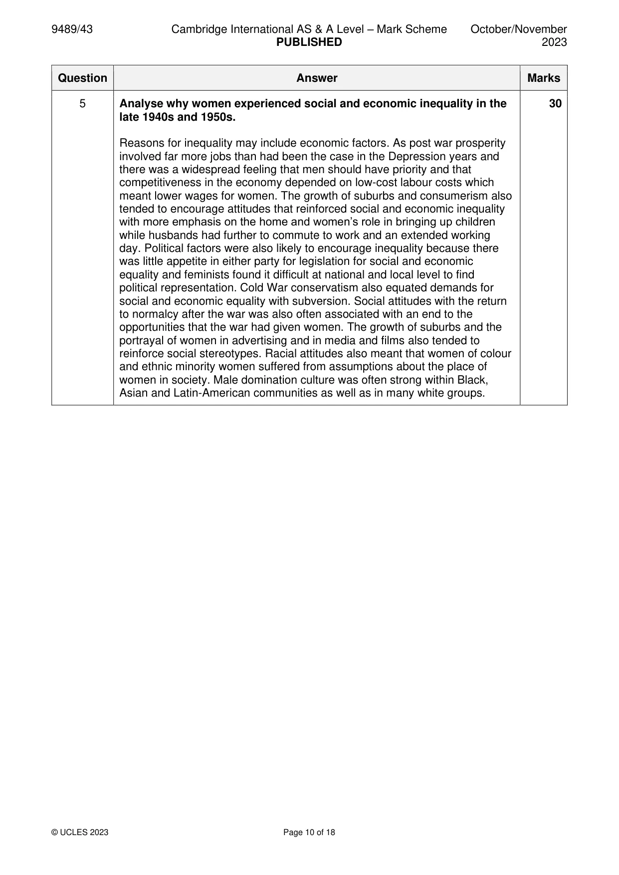 Mark scheme, page 10 of 18