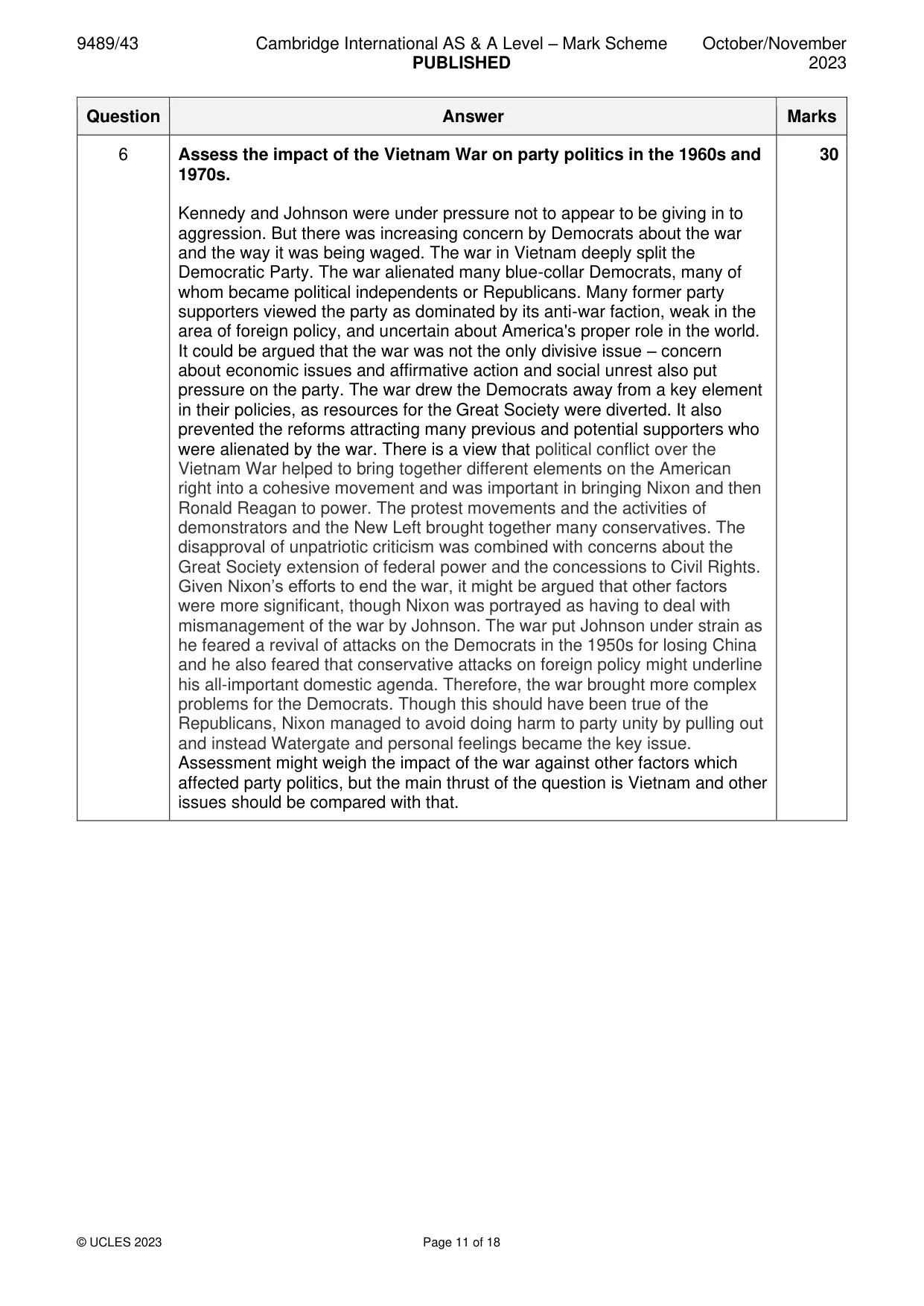 Mark scheme, page 11 of 18