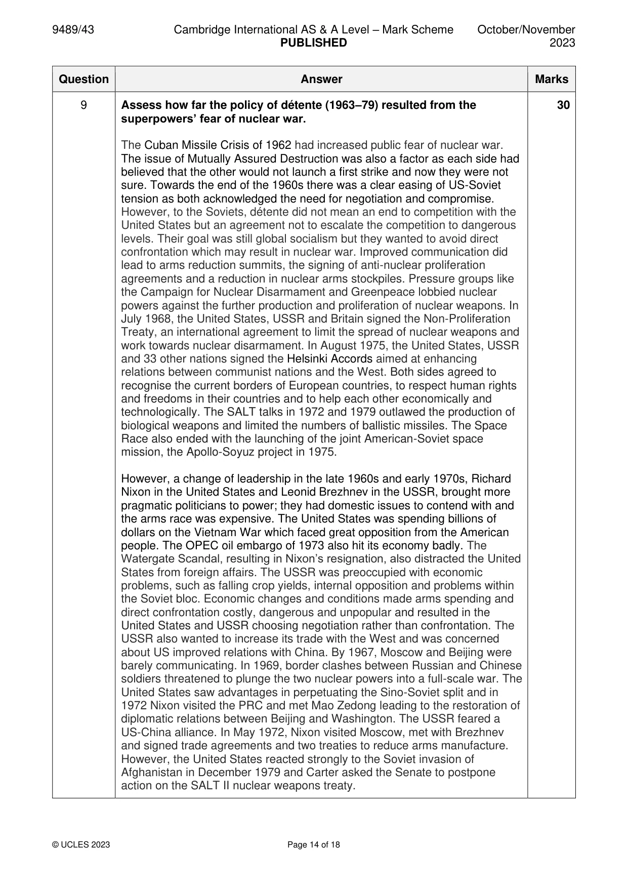 Mark scheme, page 14 of 18