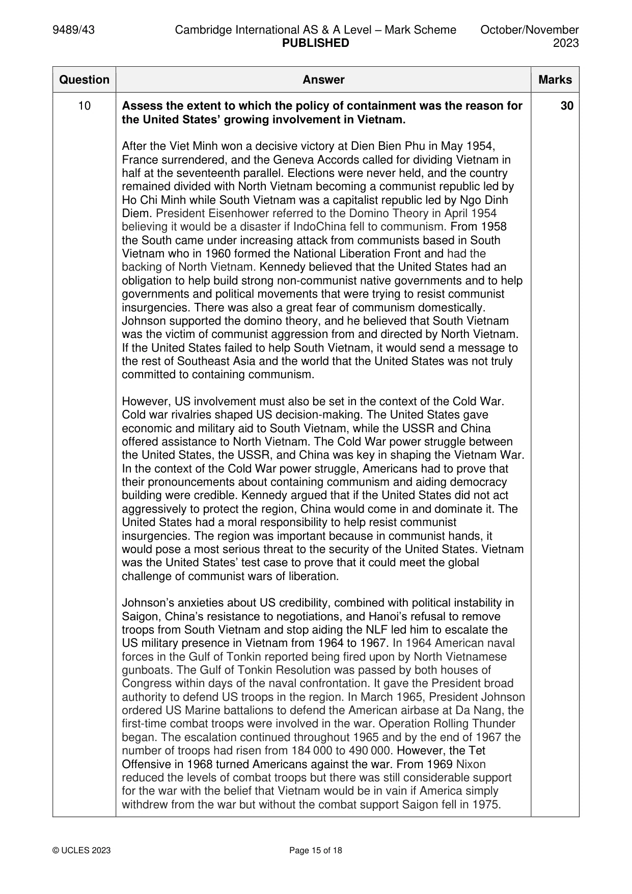 Mark scheme, page 15 of 18