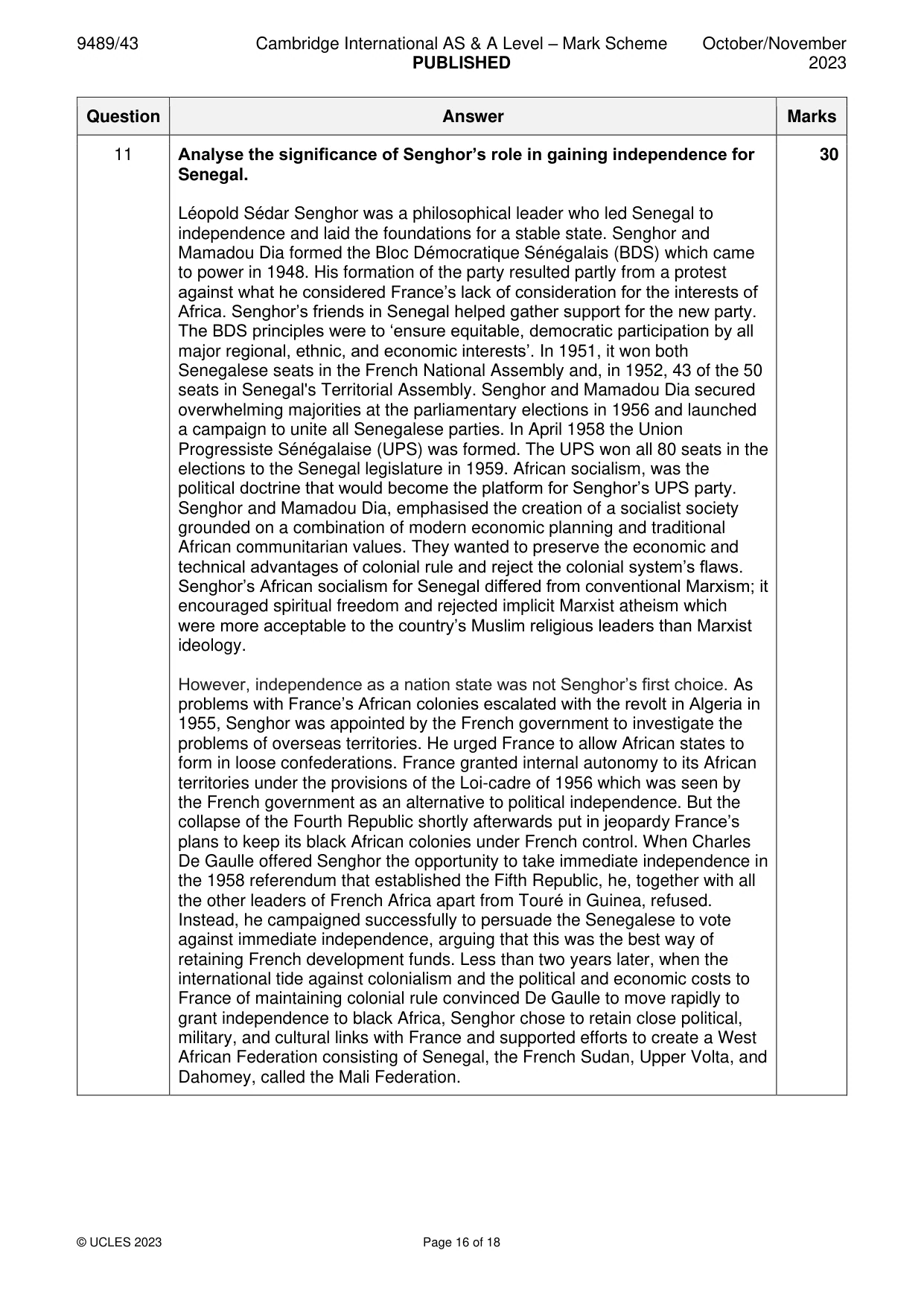 Mark scheme, page 16 of 18