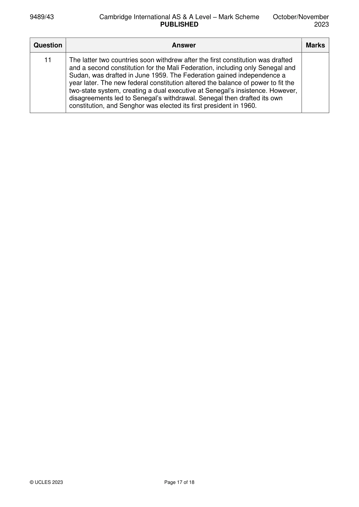 Mark scheme, page 17 of 18