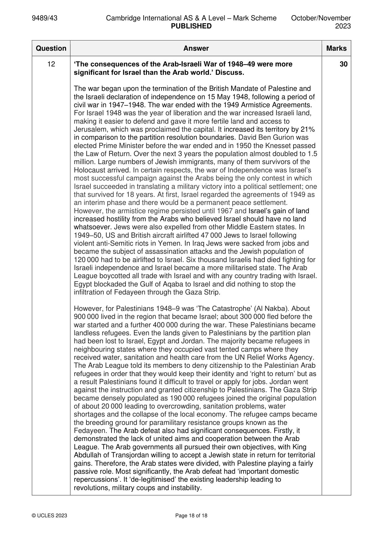 Mark scheme, page 18 of 18