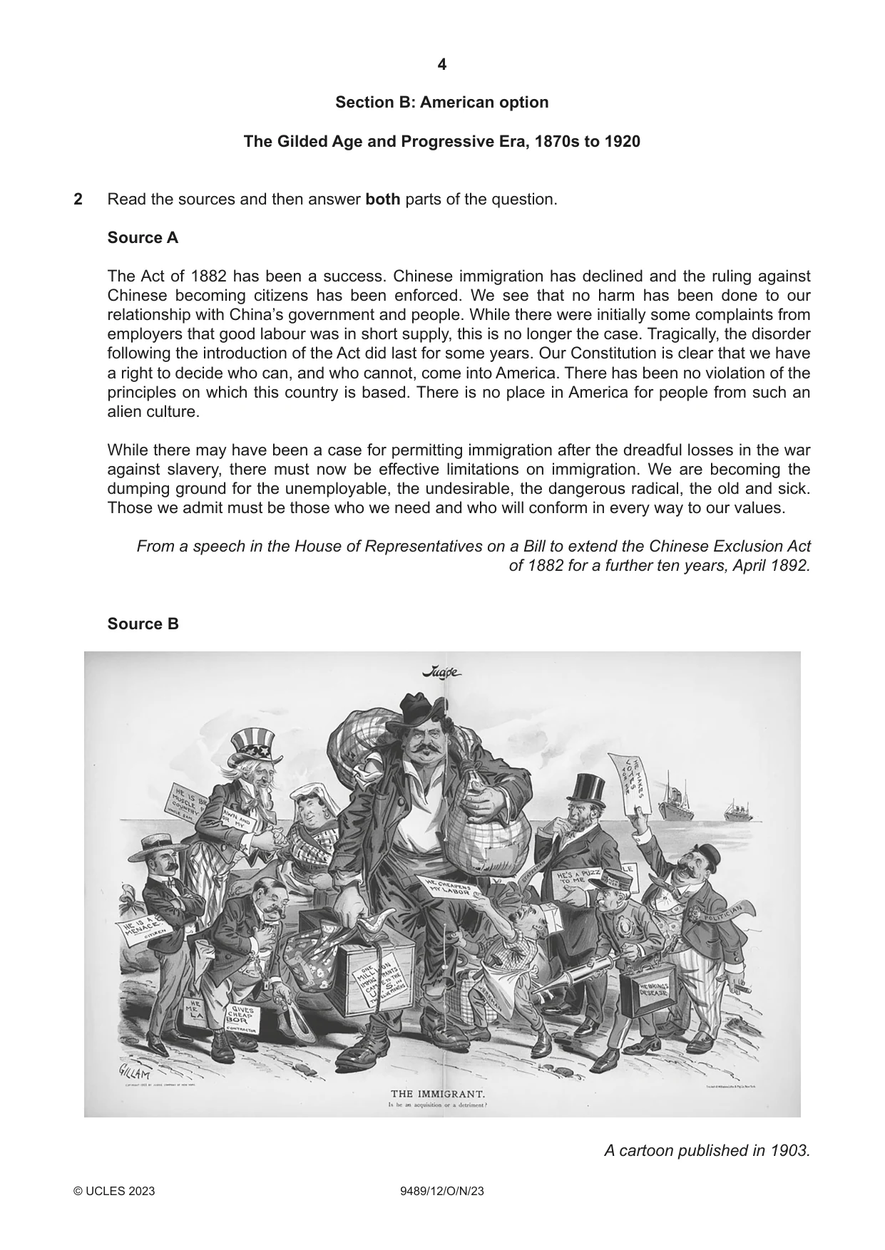 Cambridge A Level History 9489 2023 Oct/Nov Paper 1 · Variant 2 question paper, page 4 of 8