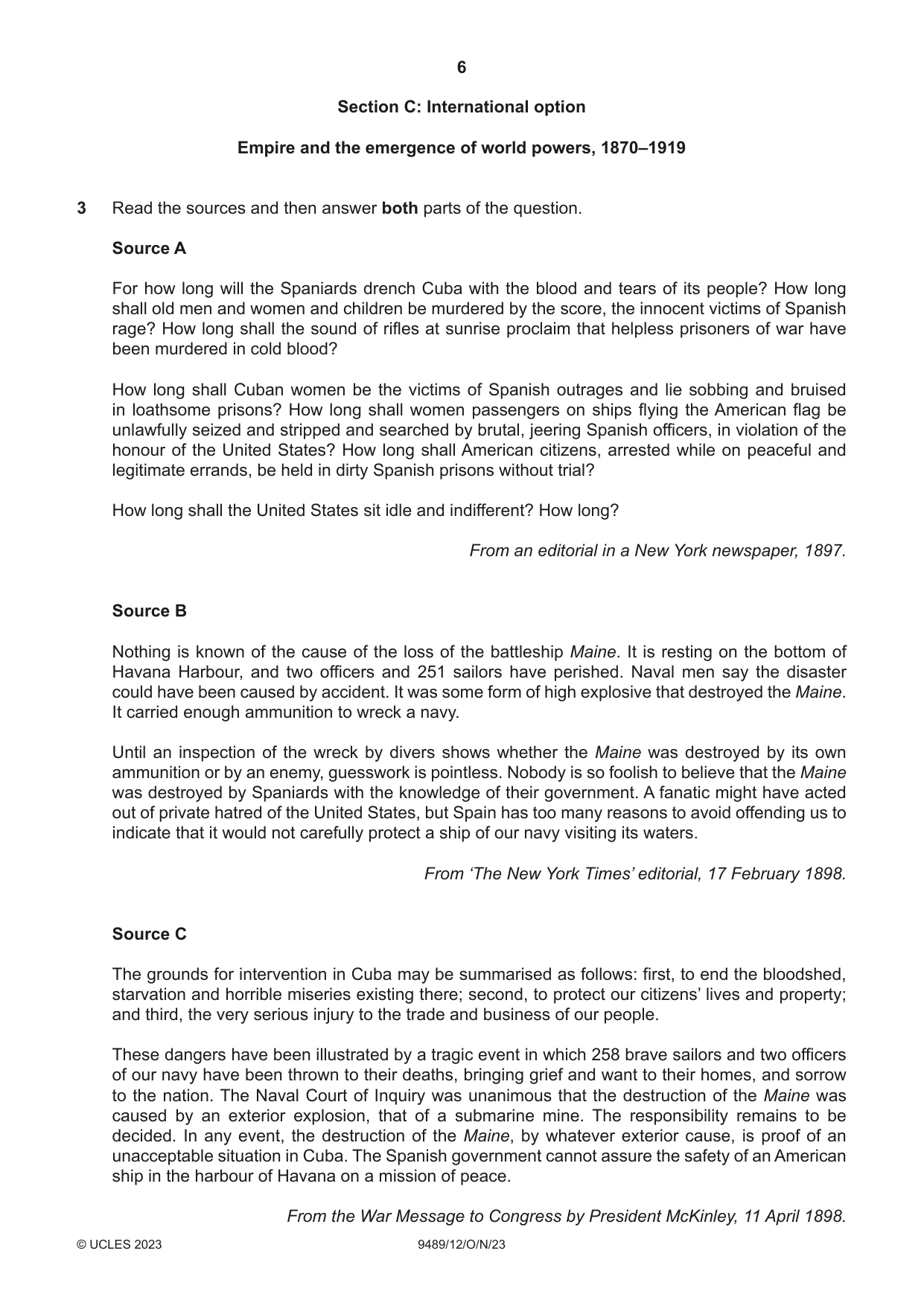 Cambridge A Level History 9489 2023 Oct/Nov Paper 1 · Variant 2 question paper, page 6 of 8