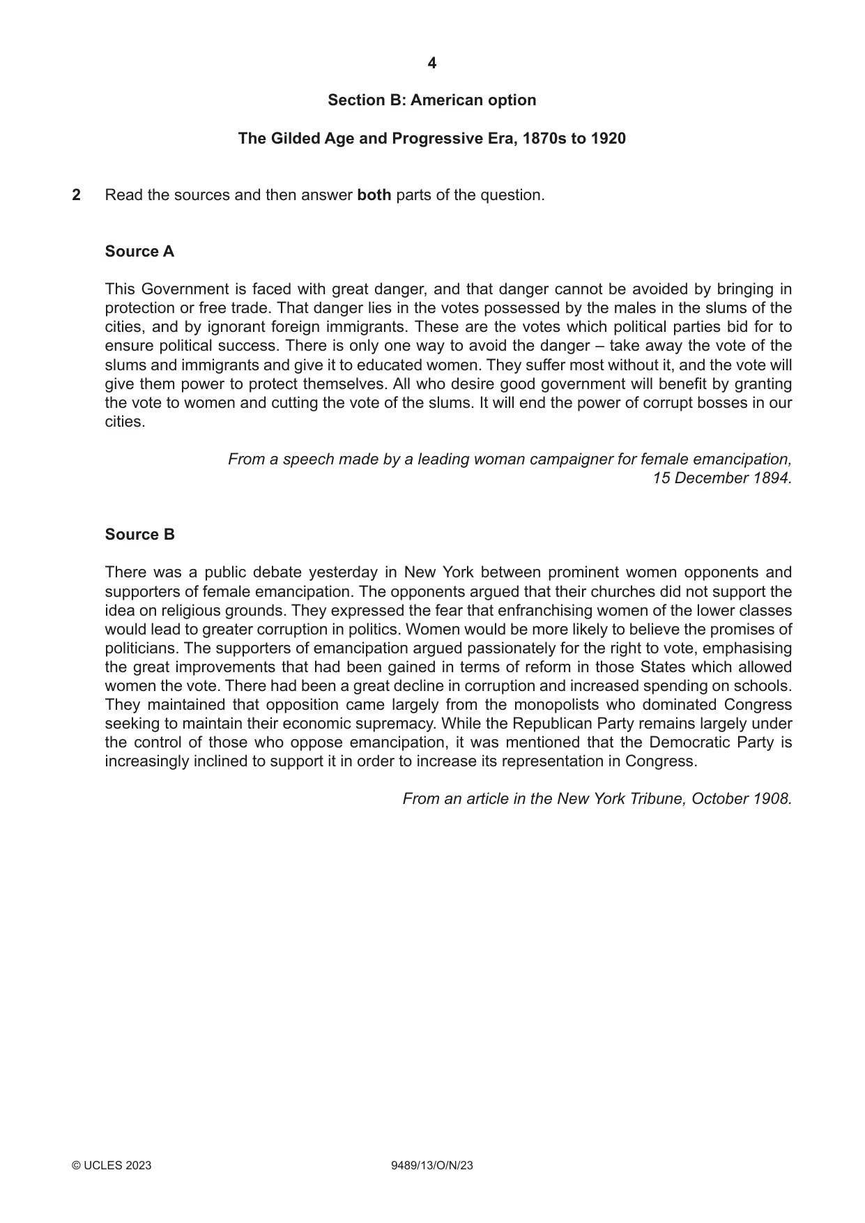 Cambridge A Level History 9489 2023 Oct/Nov Paper 1 · Variant 3 question paper, page 4 of 8