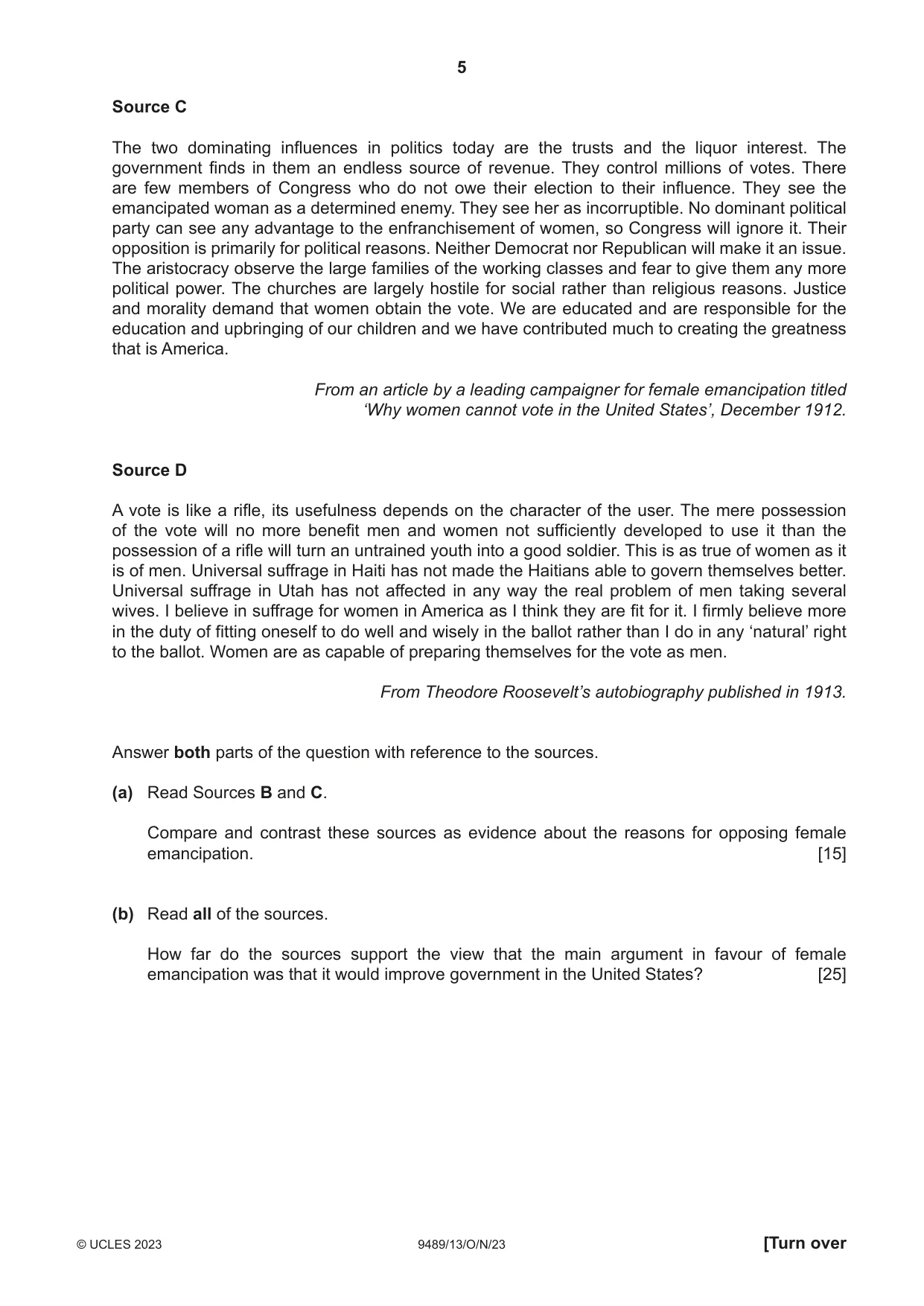 Cambridge A Level History 9489 2023 Oct/Nov Paper 1 · Variant 3 question paper, page 5 of 8