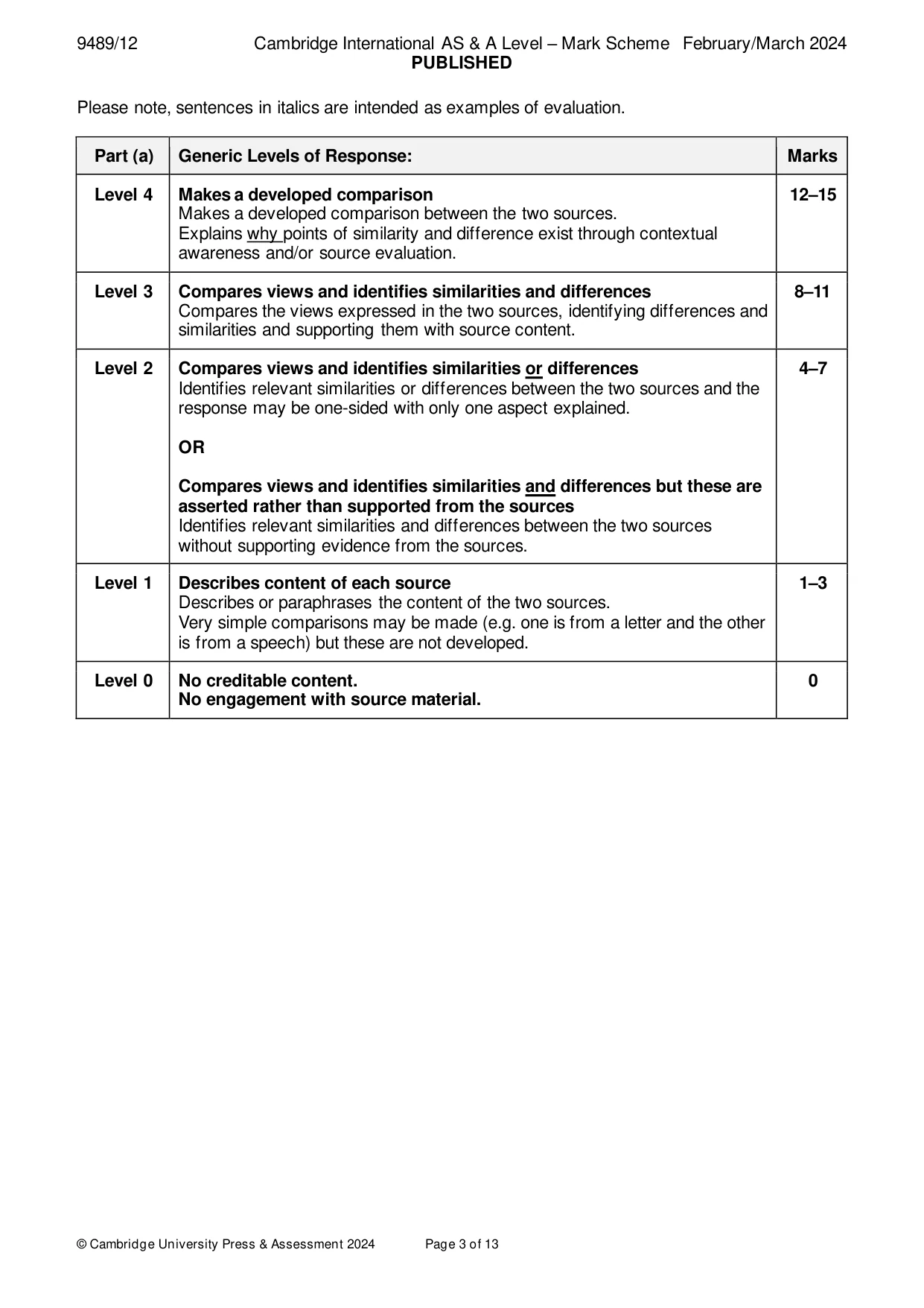 Mark scheme, page 3 of 13