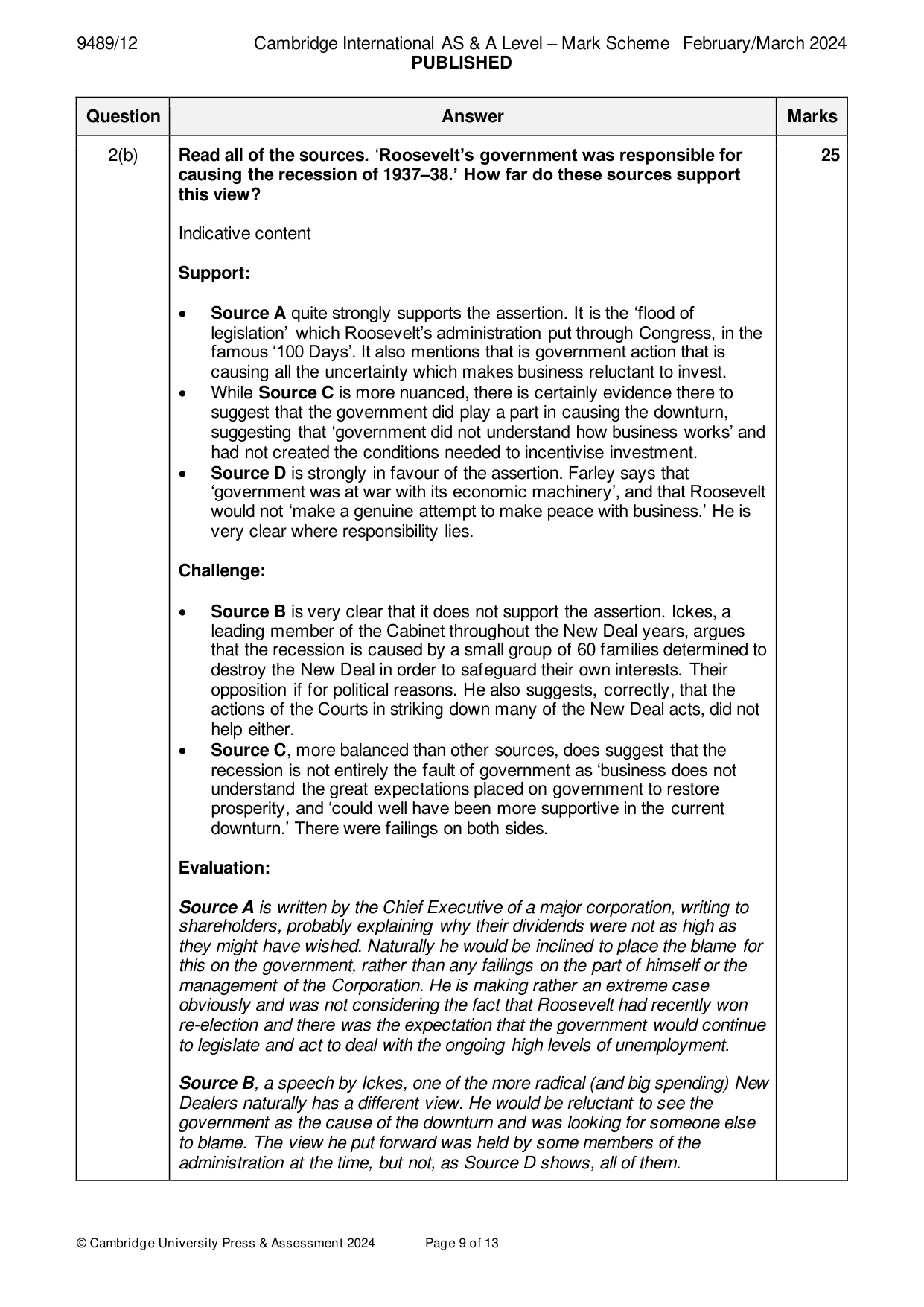 Mark scheme, page 9 of 13