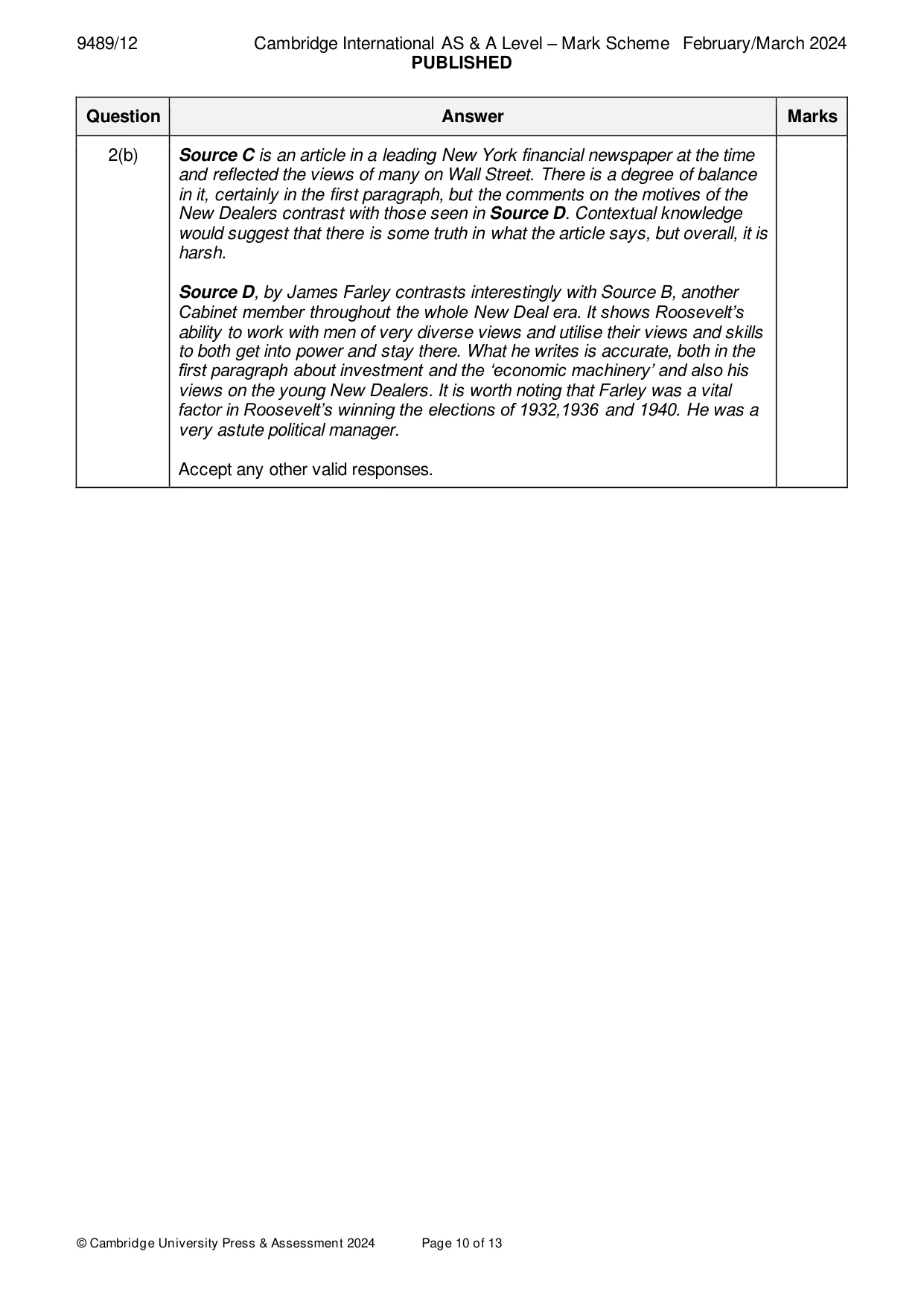 Mark scheme, page 10 of 13