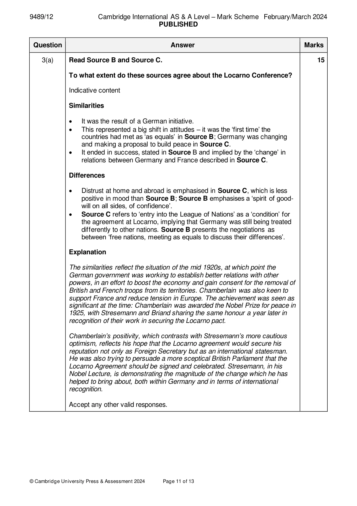 Mark scheme, page 11 of 13