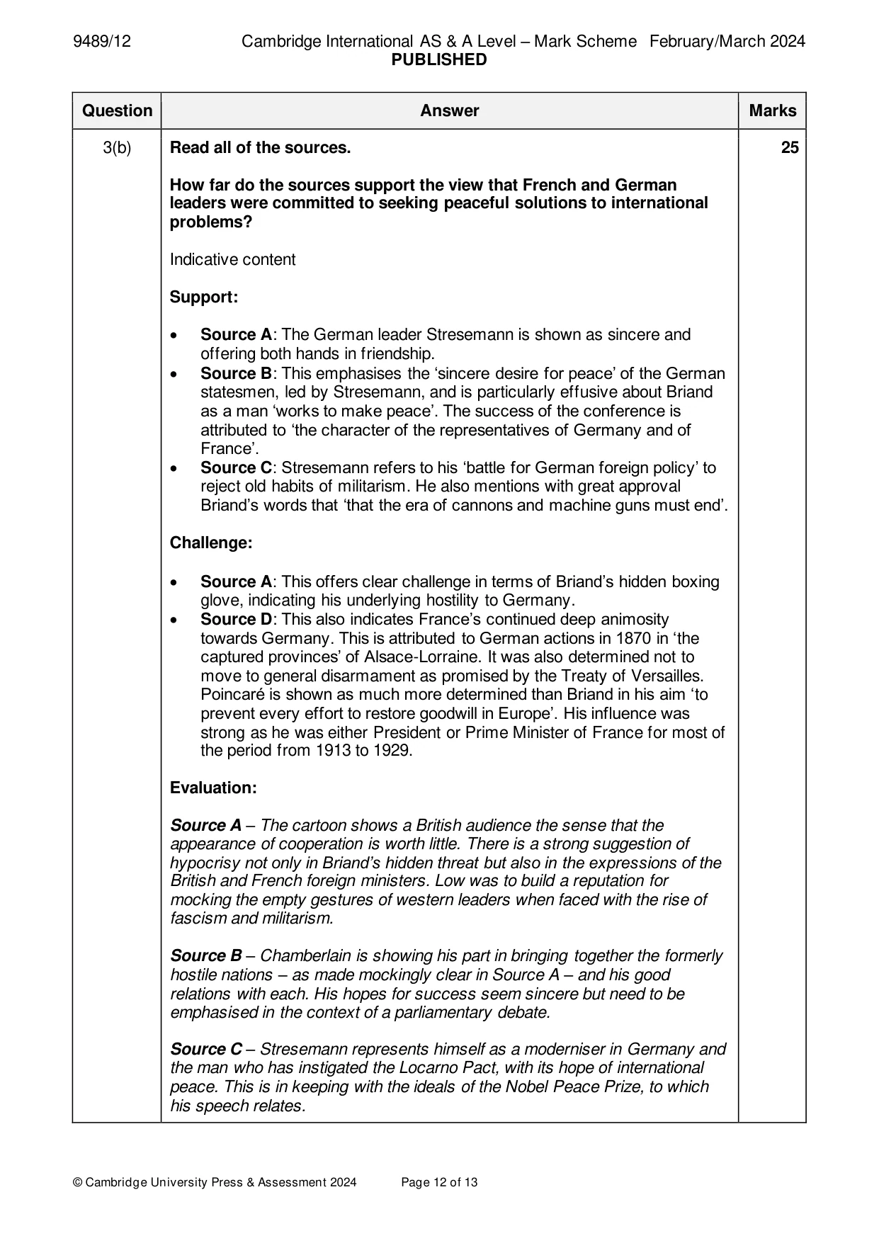 Mark scheme, page 12 of 13