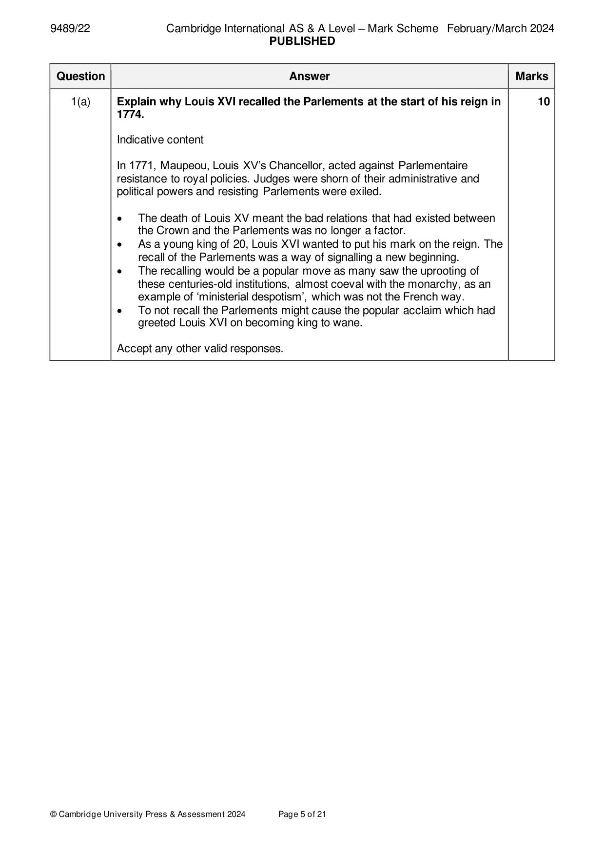 Mark scheme, page 5 of 21