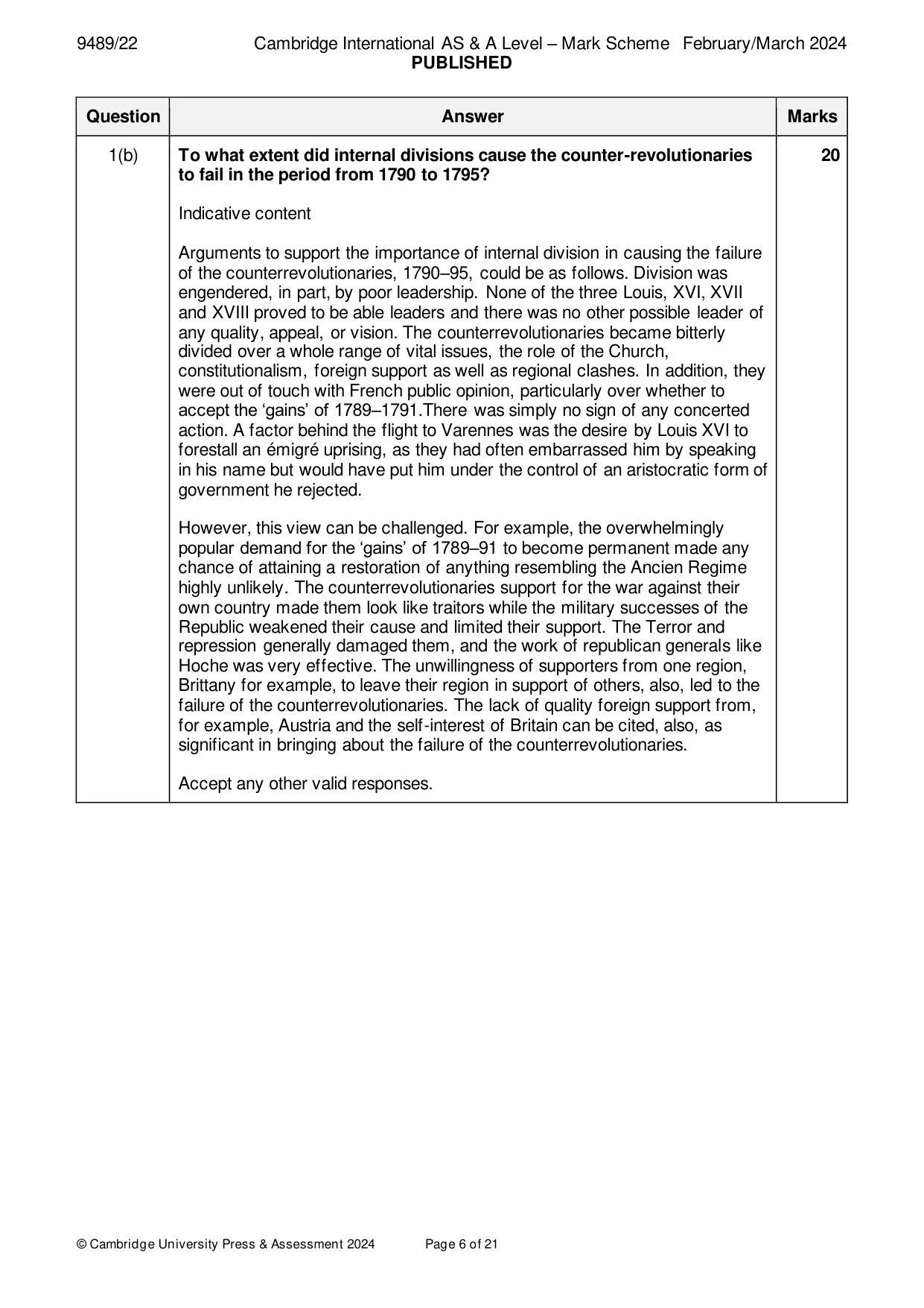 Mark scheme, page 6 of 21
