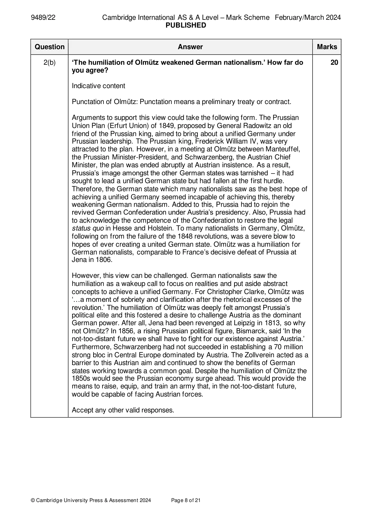Mark scheme, page 8 of 21