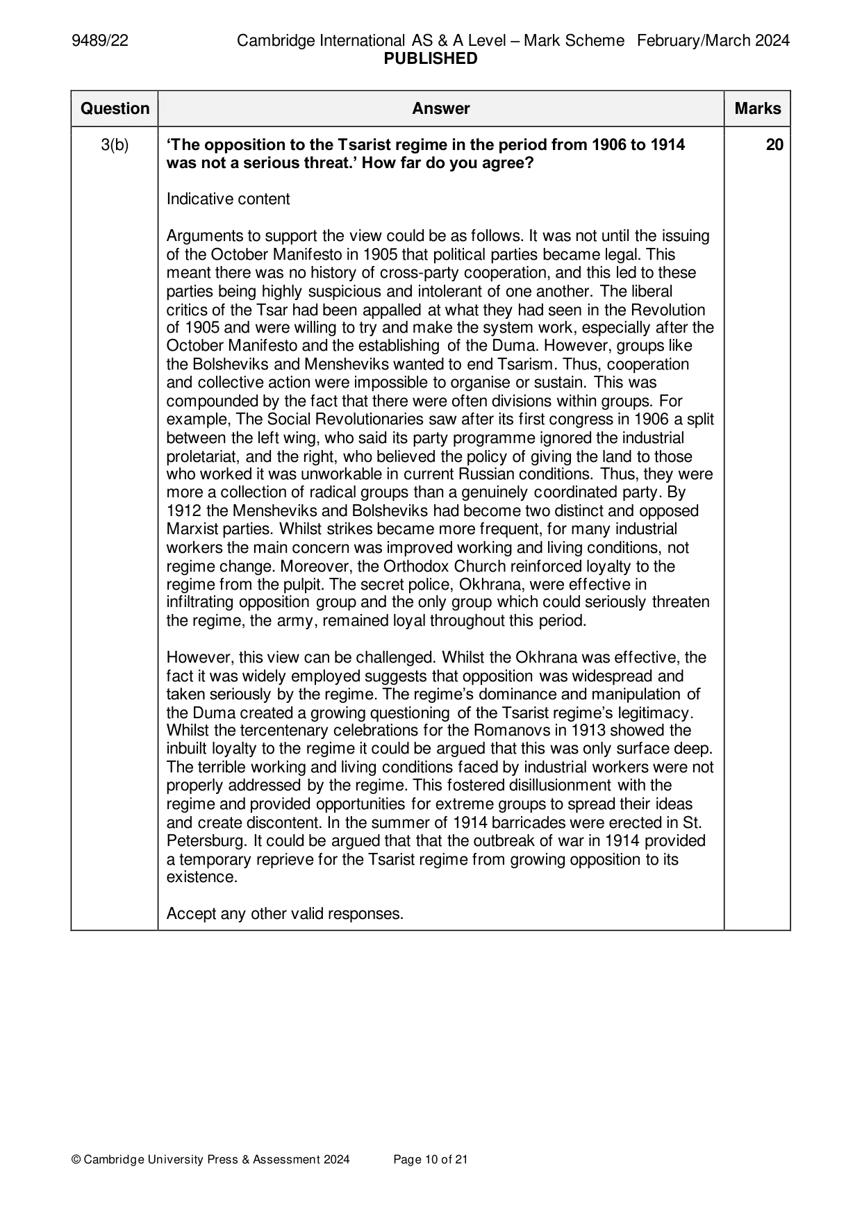 Mark scheme, page 10 of 21