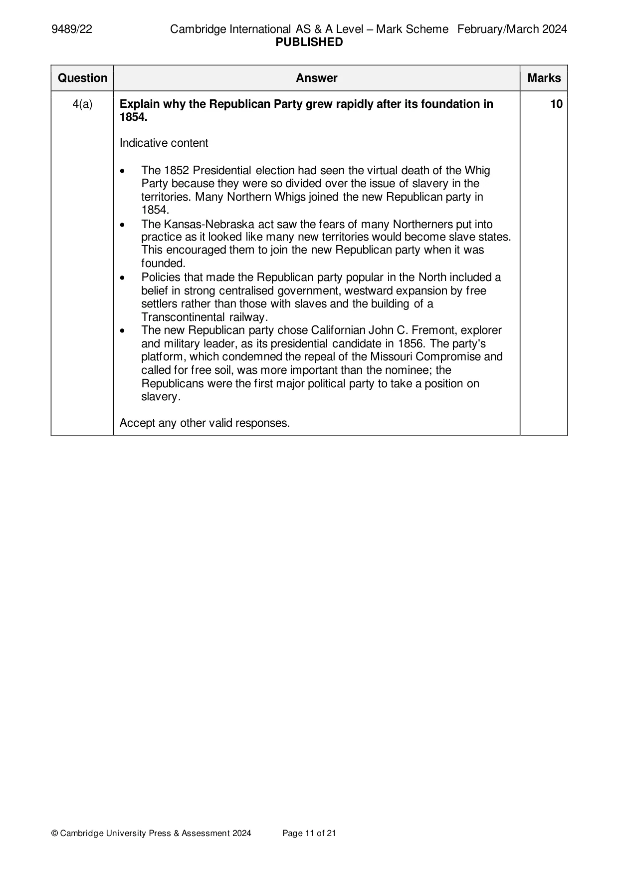 Mark scheme, page 11 of 21